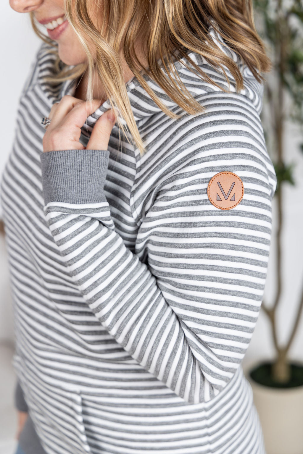 IN STOCK Tatum Textured Pullover Hoodie - Charcoal Stripes