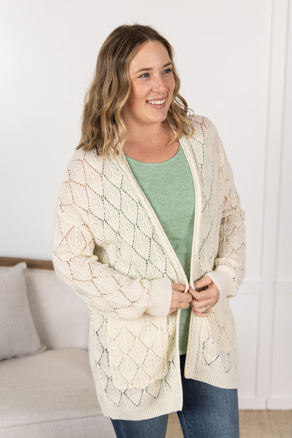 IN STOCK Open Knit Cardigan - Ivory