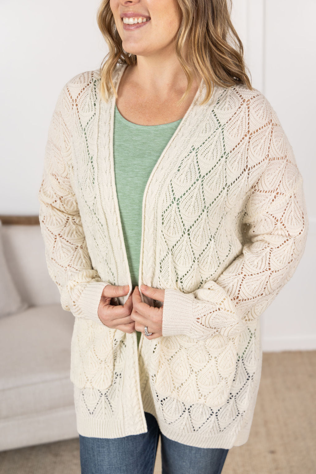 IN STOCK Open Knit Cardigan - Ivory