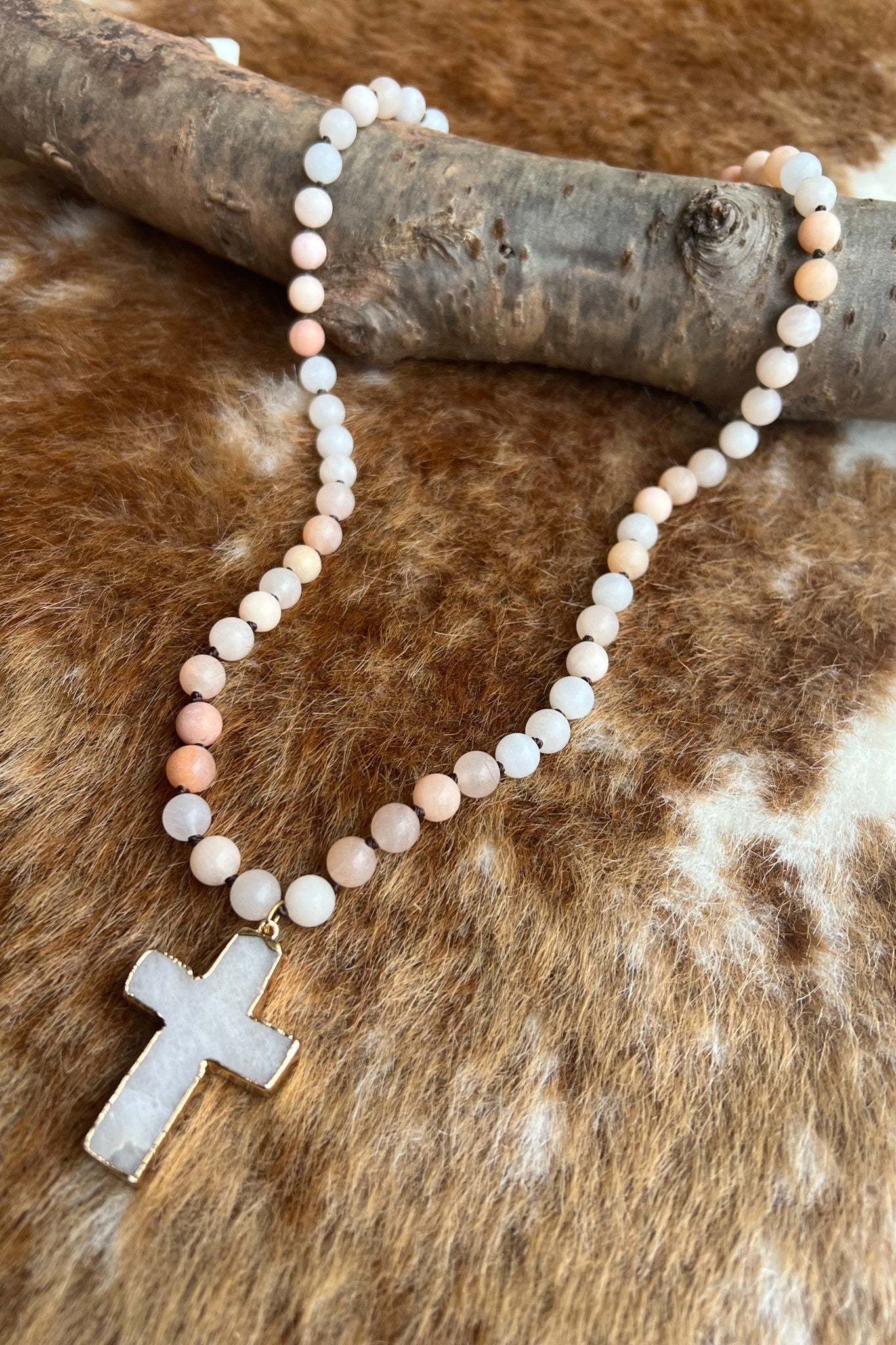 EVE STONE CROSS NECKLACE - DYLAN JEWELRY