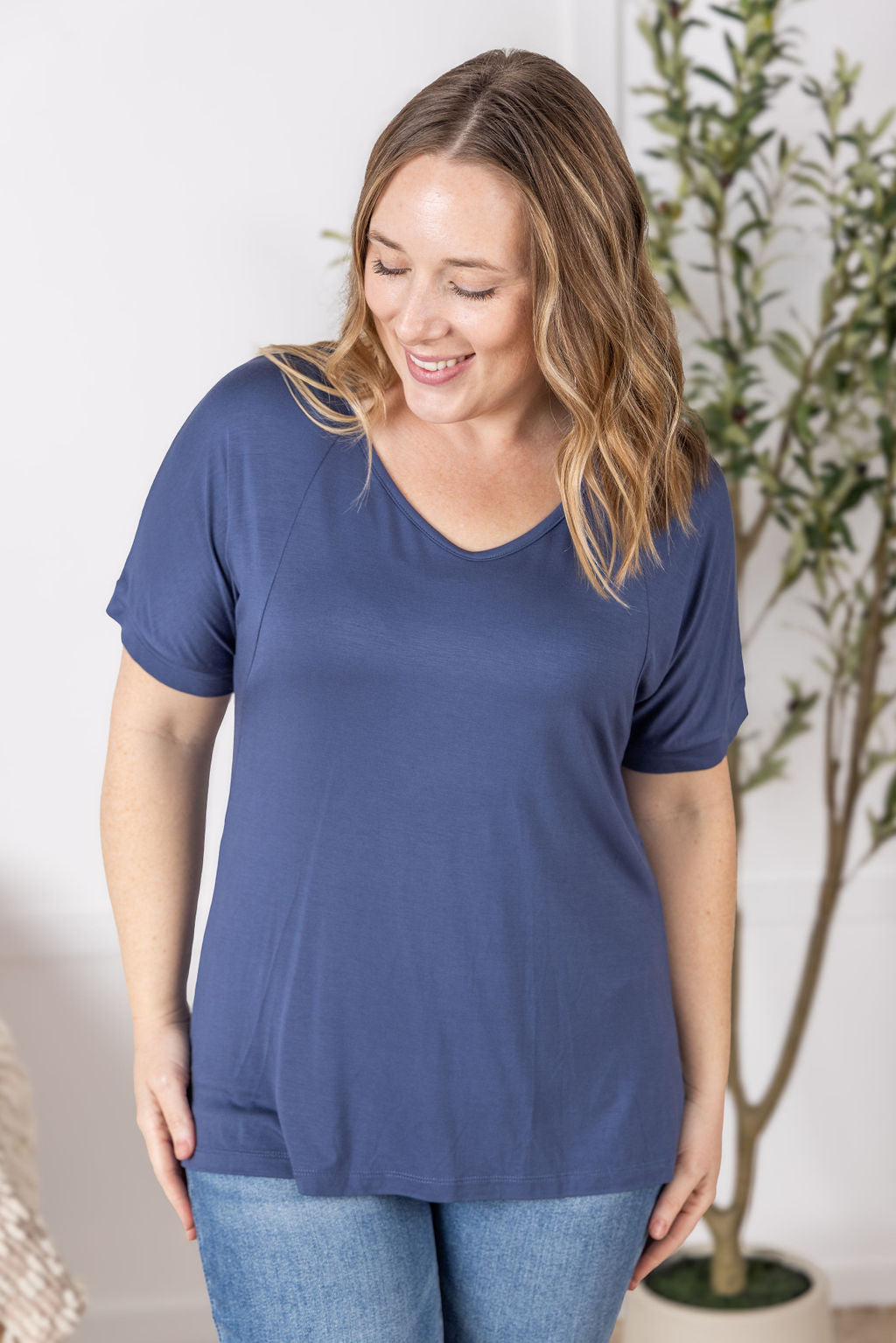 IN STOCK Bamboo V Neck Tee - Blue