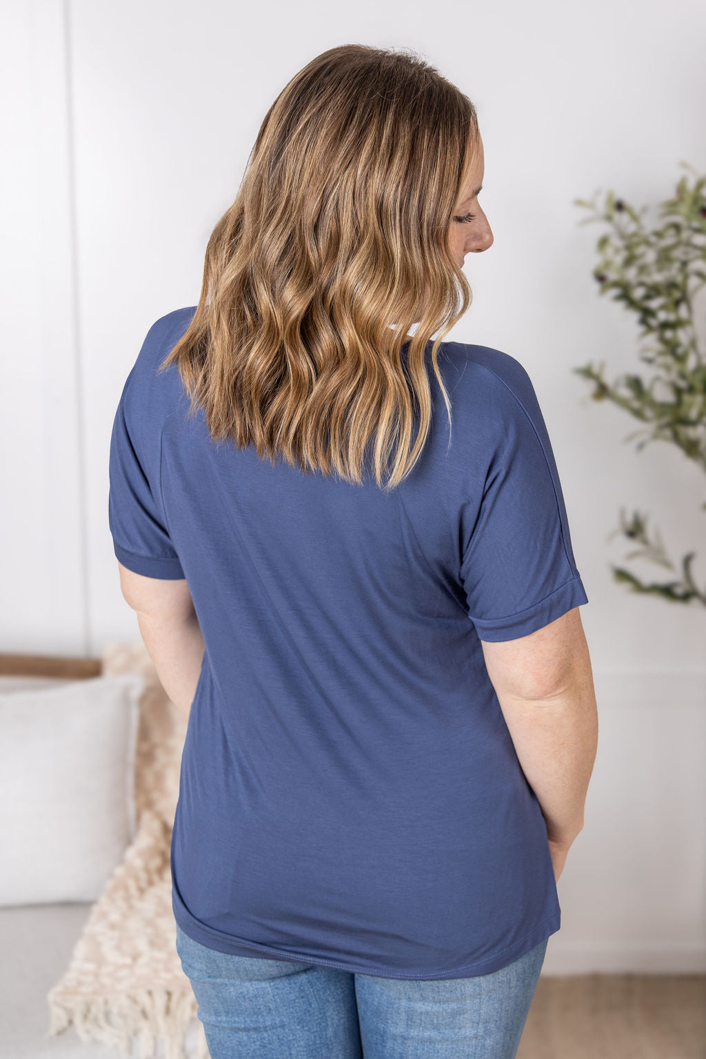 IN STOCK Bamboo V Neck Tee - Blue