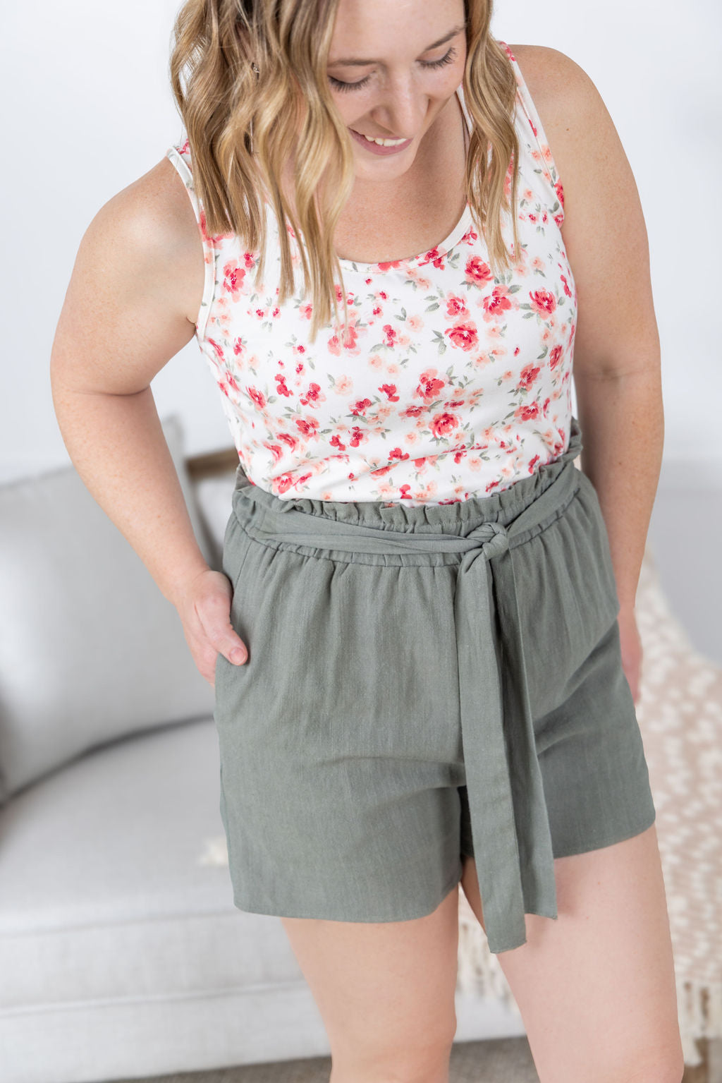 IN STOCK Libby Linen Shorts - Olive