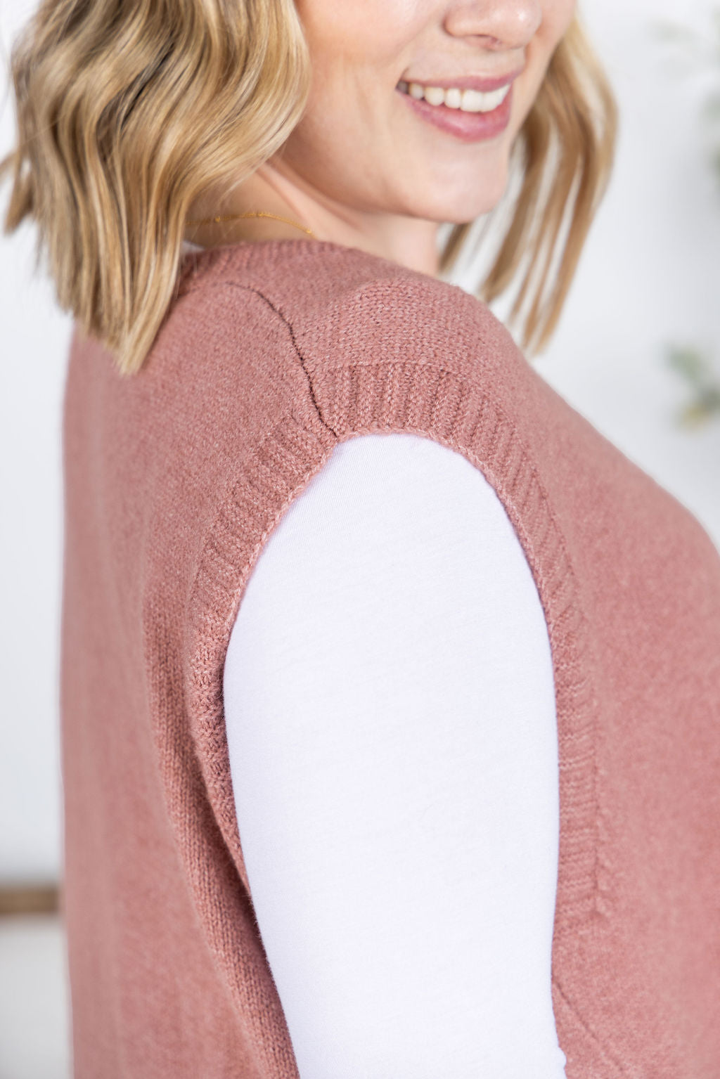 IN STOCK Tunic Sweater Vest - Rose
