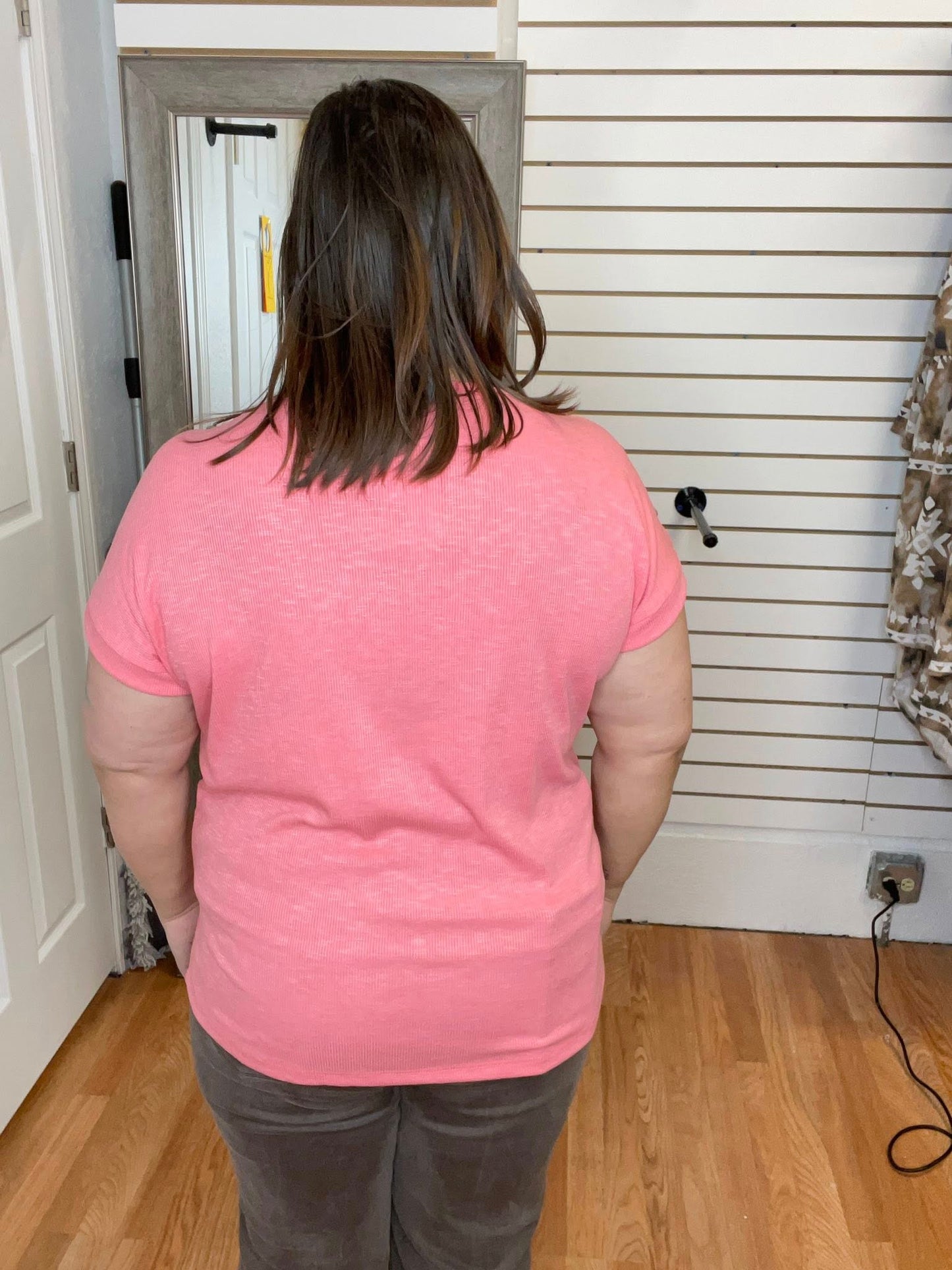 MAGGIE SHORT SLEEVE TOP - CORAL - STACCATO