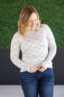 IN STOCK Blair Long Sleeve Top - Neutral Checkers