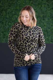 IN STOCK Blair Long Sleeve Top - Olive Animal Print