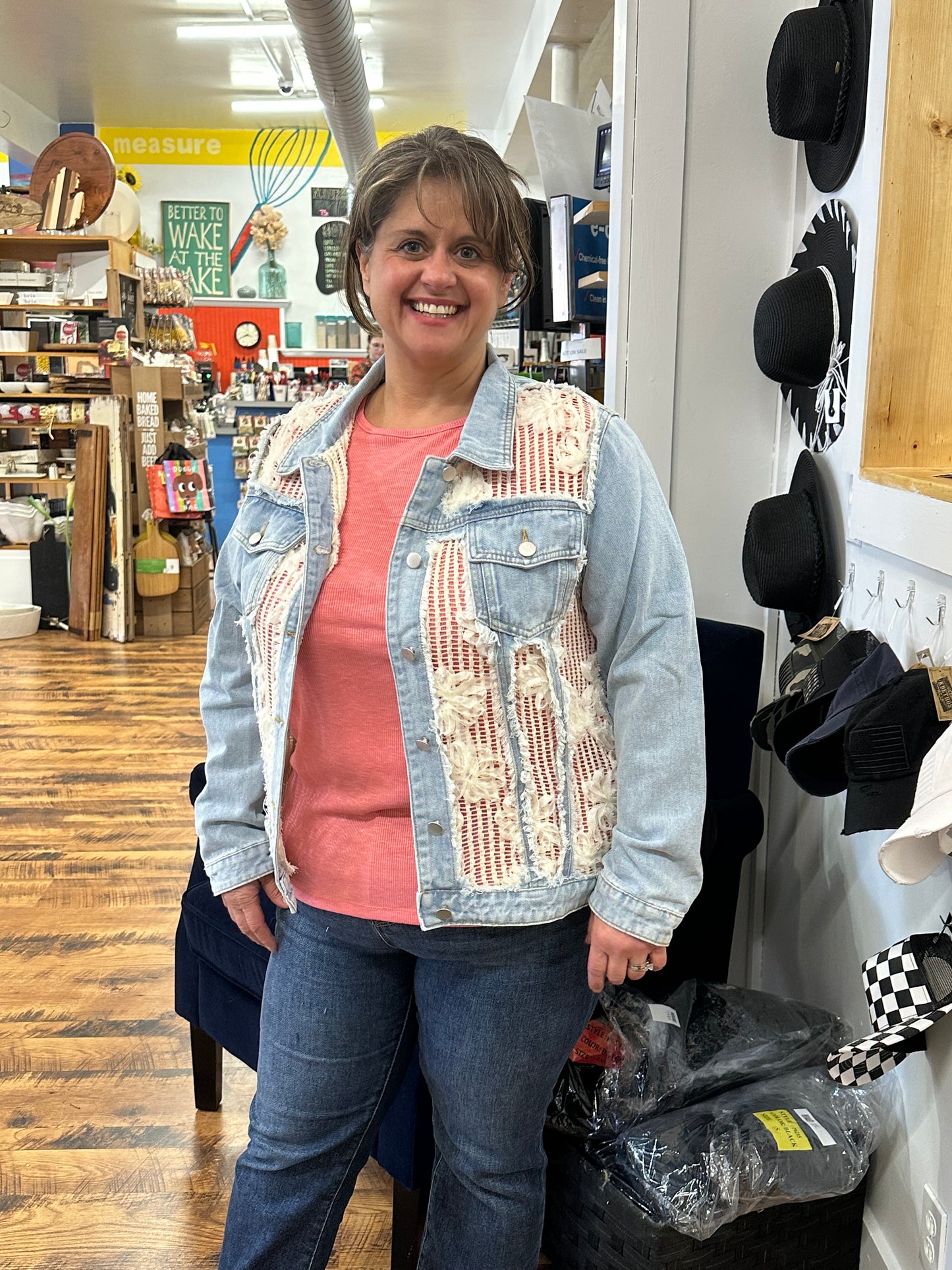 RHONDA -LACE DETAIL DENIM JACKET -DAVI & DANI