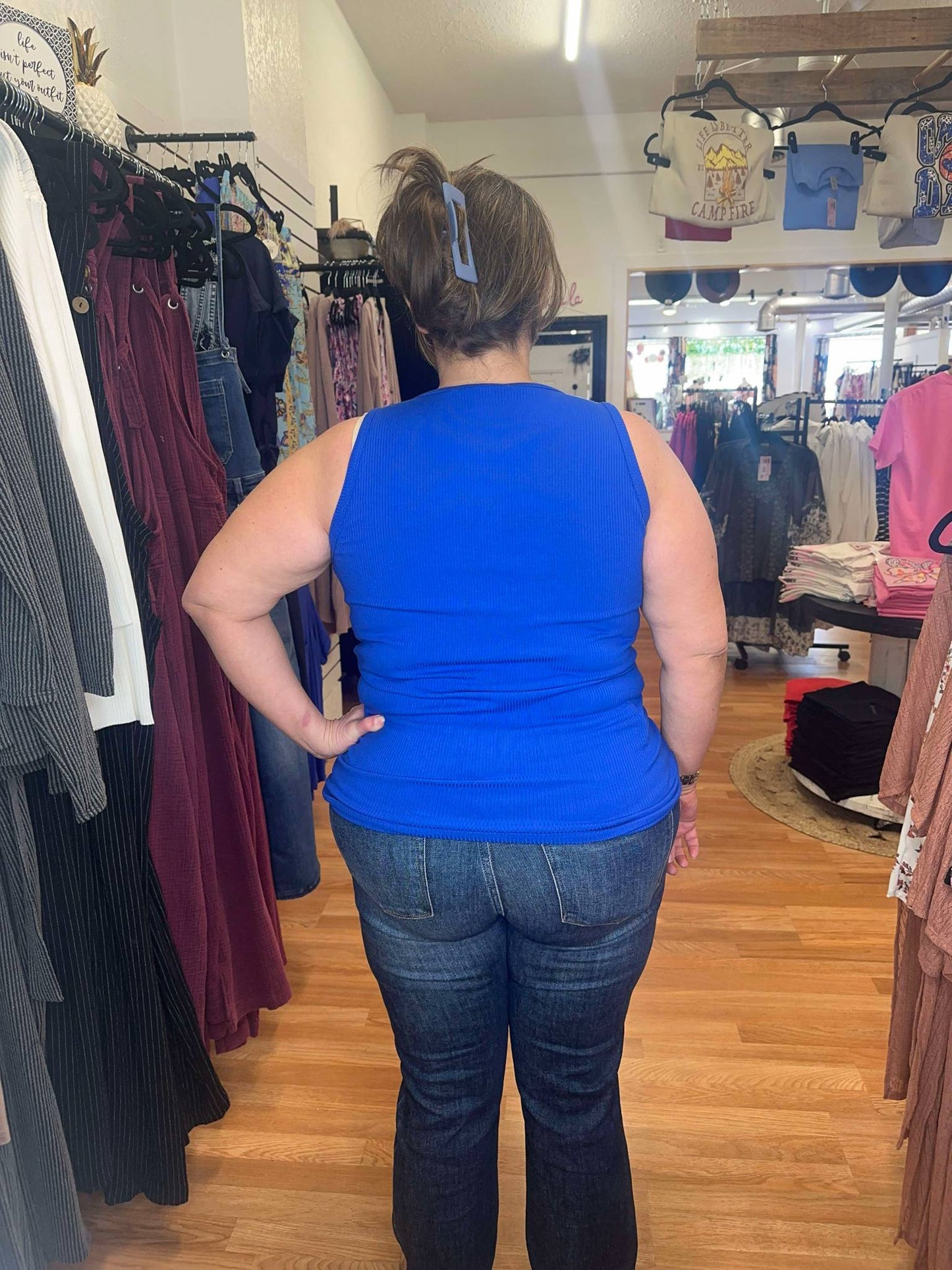 TARA RIBBED TANK TOP - ROYAL - MICHELLE MAE