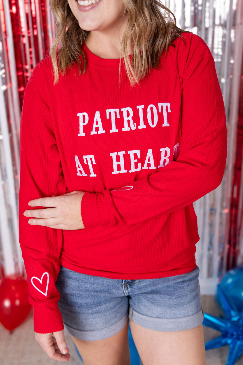 IN STOCK Corrine Embroidered Pullover Top - Patriot at Heart