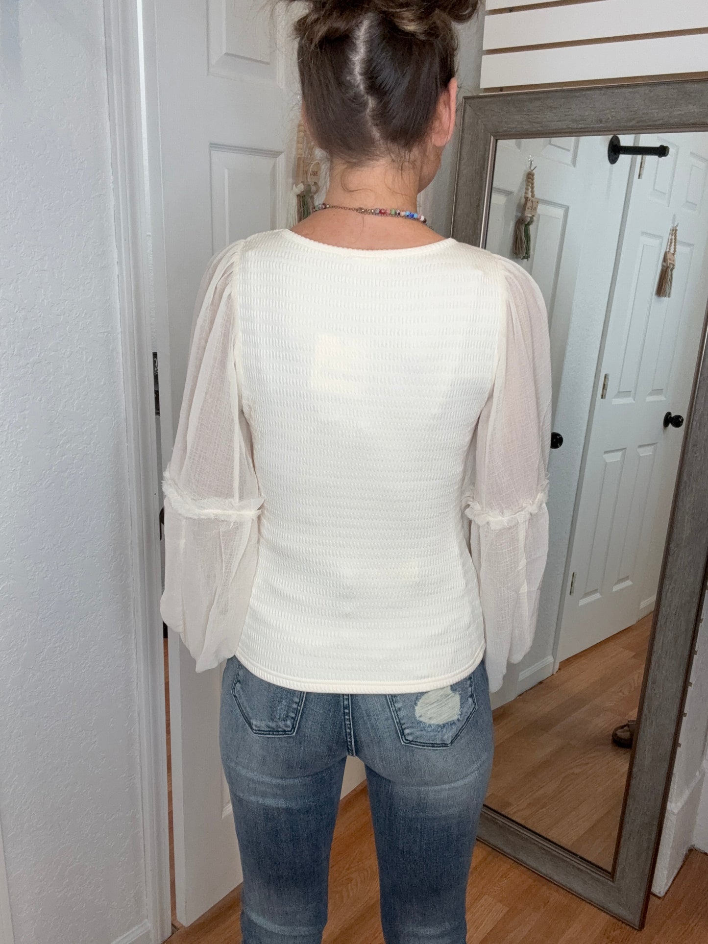 FAIRYTALE LONG SLEEVE BLOUSE TOP IVORY- MITTOSHOP