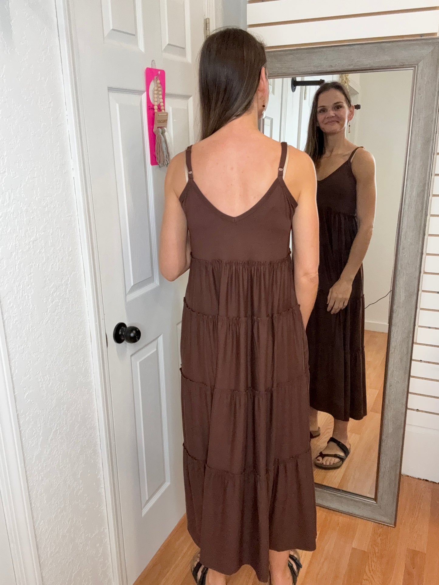 DIANE TIERED MAXI DRESS MAHOGONY - ZENANA