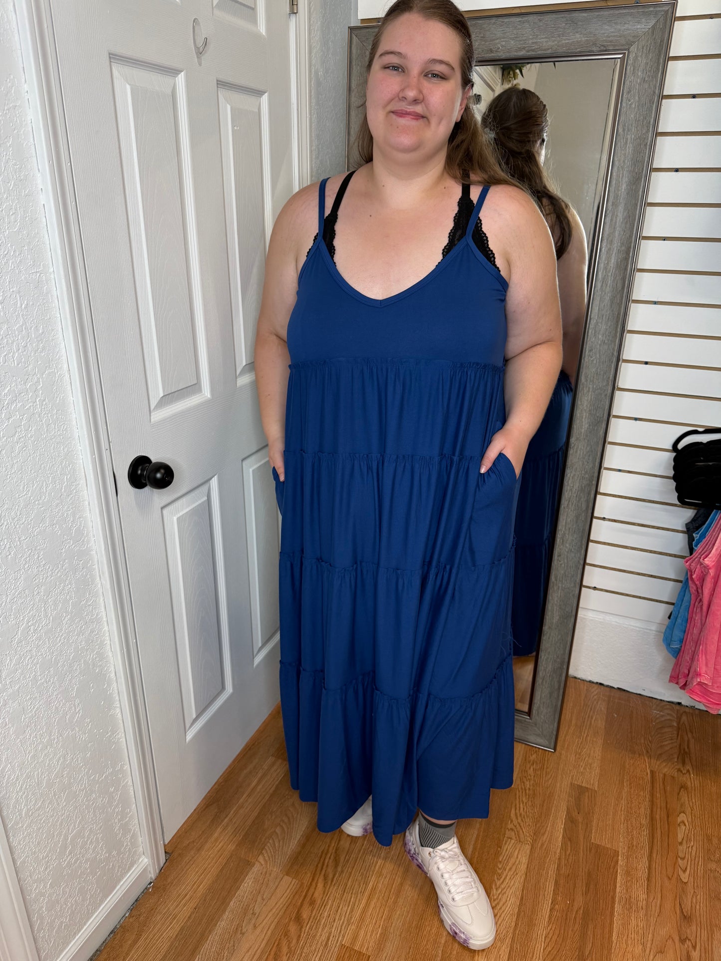DIANE TIERED MAXI DRESS NAVY - ZENANA