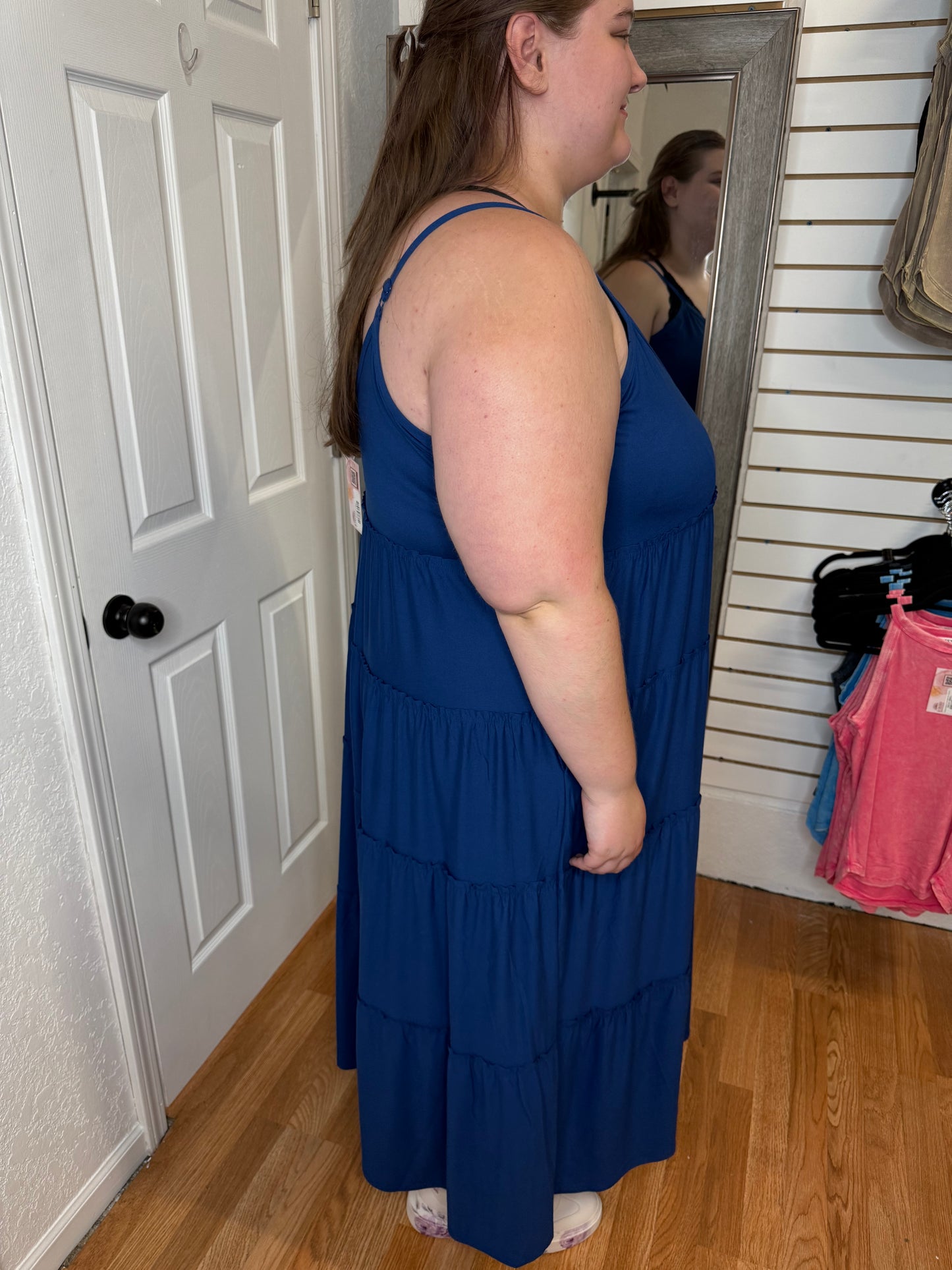 DIANE TIERED MAXI DRESS NAVY - ZENANA