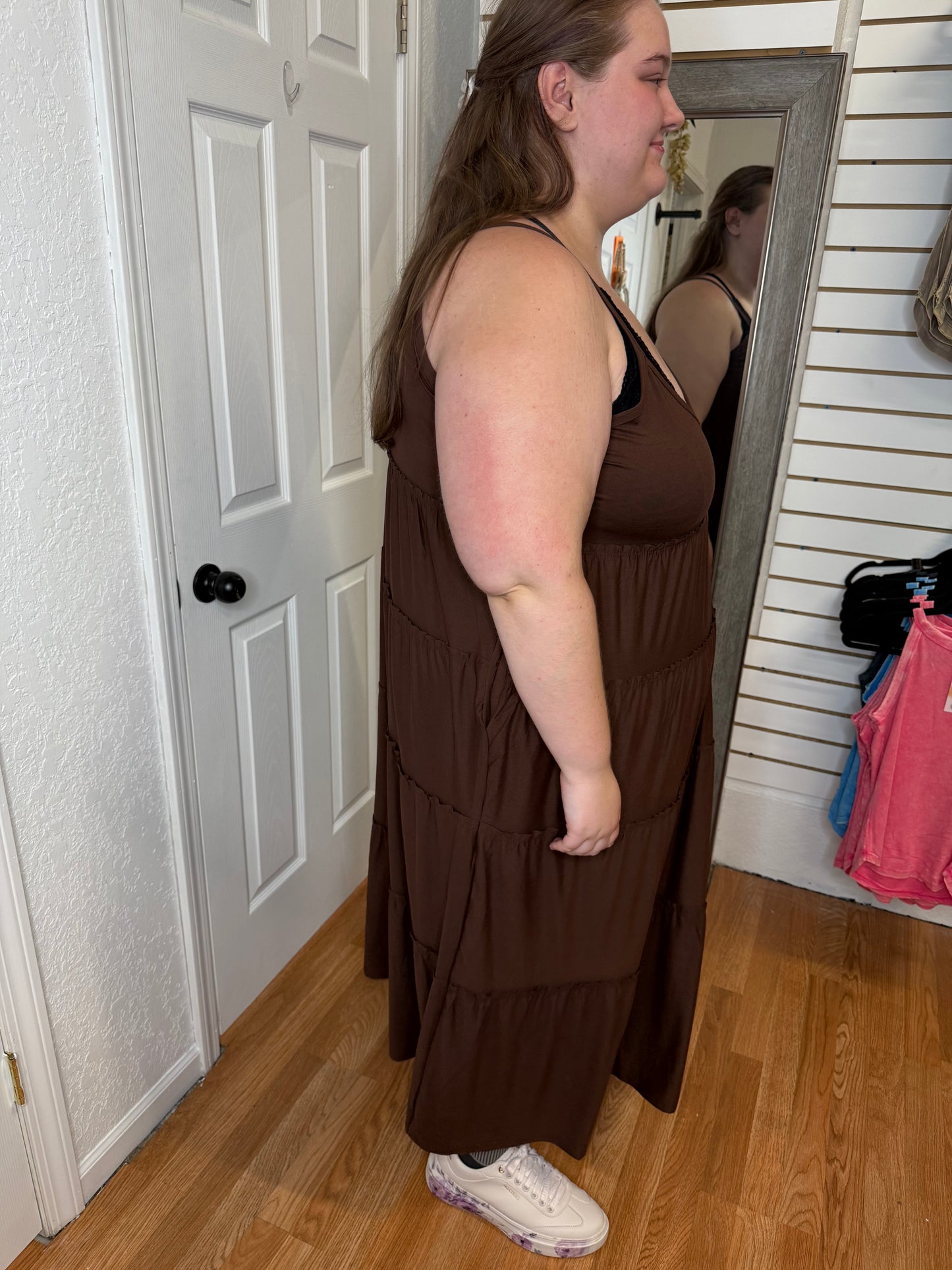 DIANE TIERED MAXI DRESS MAHOGONY - ZENANA