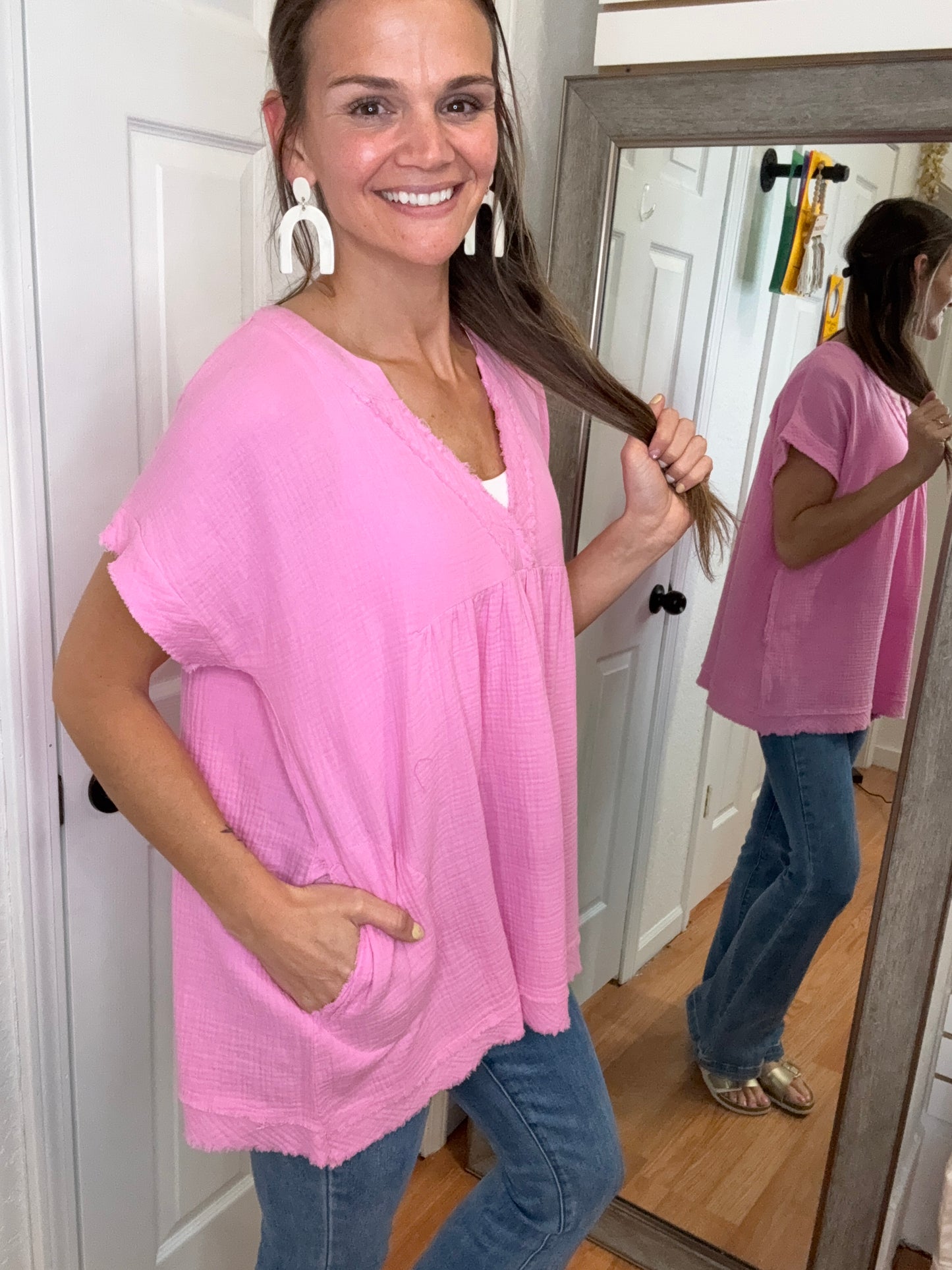 LOIS FLOWY GAUZE TOP-ZENANA