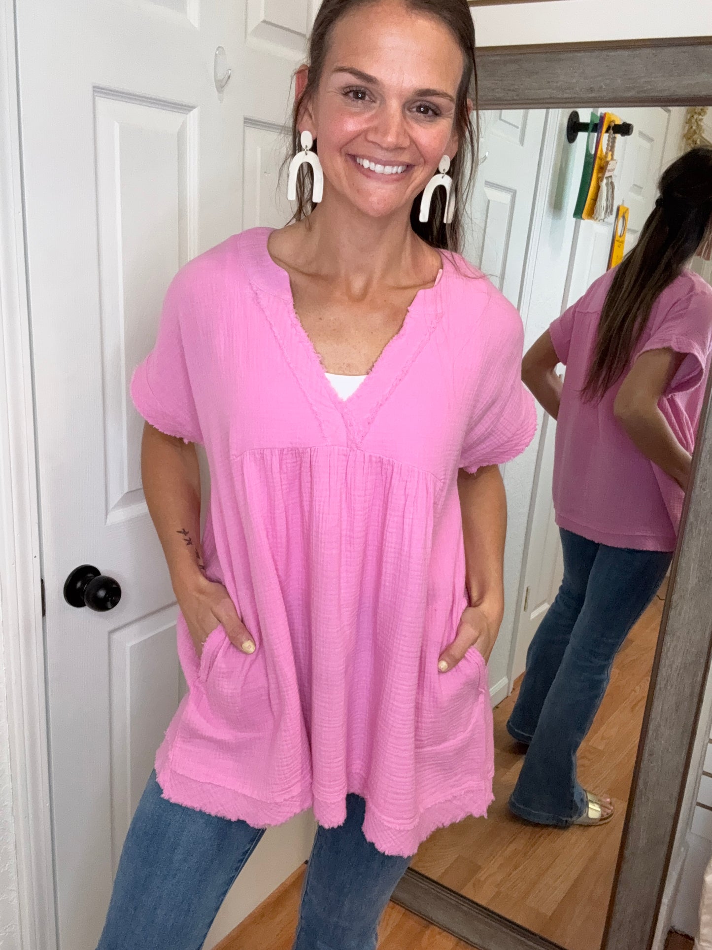 LOIS FLOWY GAUZE TOP-ZENANA