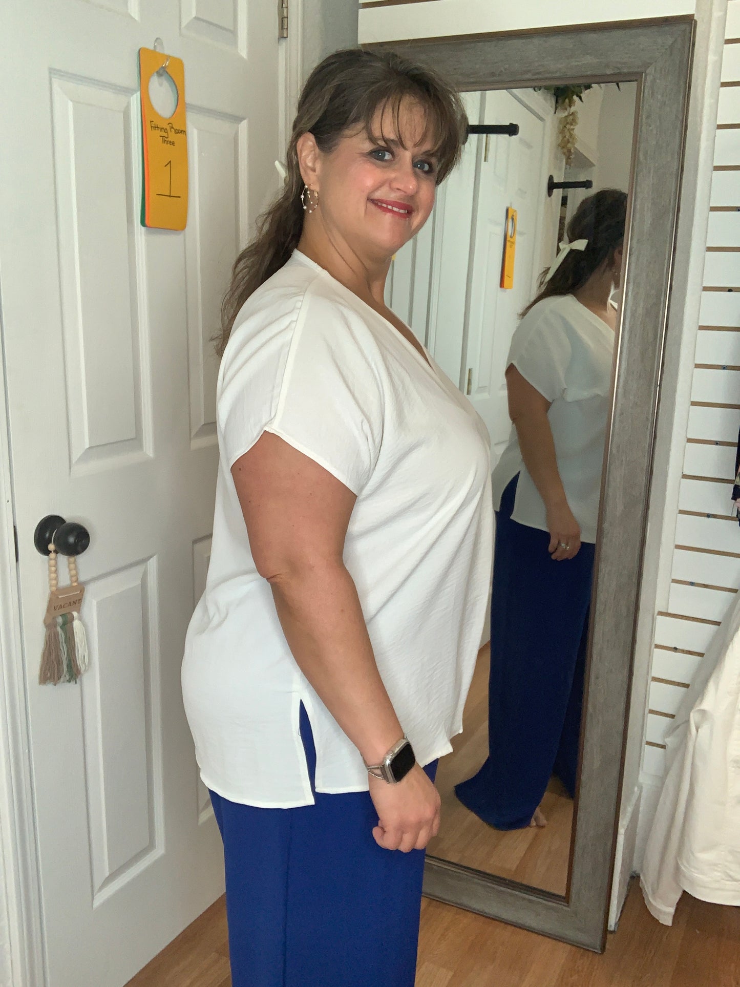 MARIE SHORT SLEEVE BLOUSE TOP - IVORY - MITTOSHOP