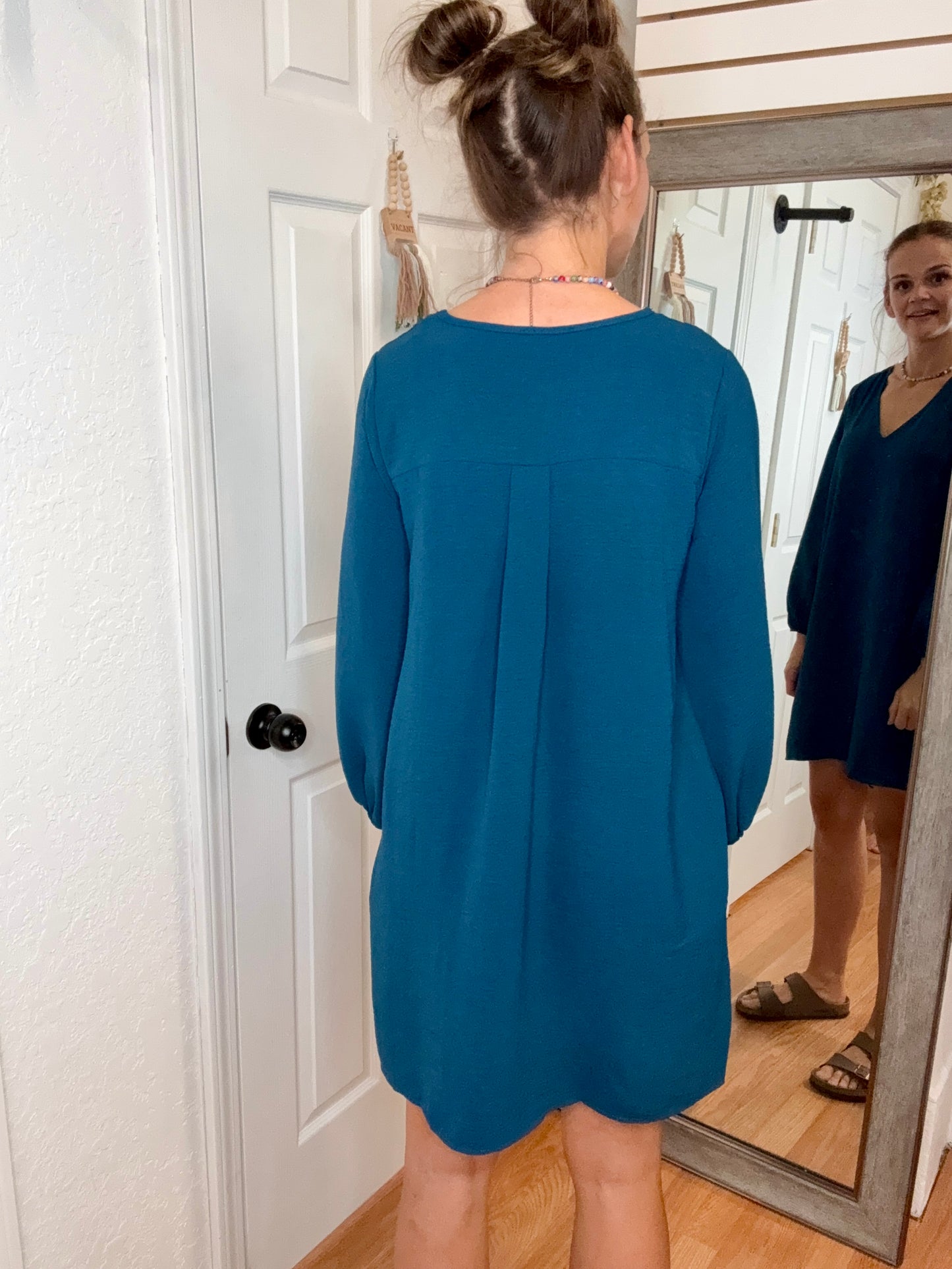 MARLENE SHIFT DRESS TEAL - MITTOSHOP
