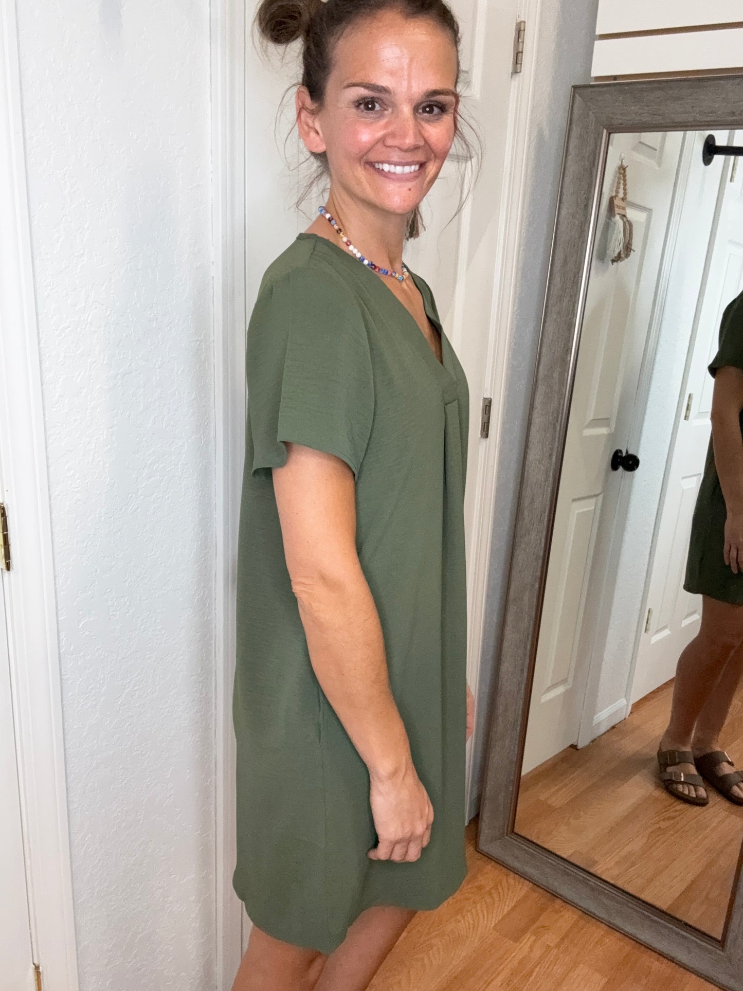 STELLA SHIFT DRESS - OLIVE - MITTOSHOP
