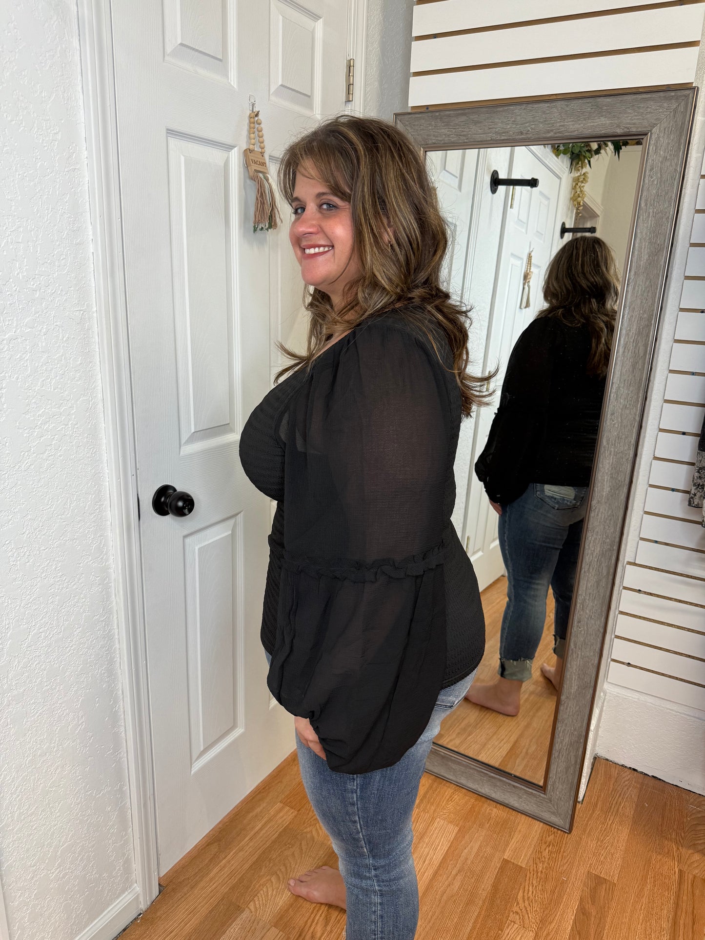 FAIRYTALE LONG SLEEVE BLOUSE TOP BLACK- MITTOSHOP