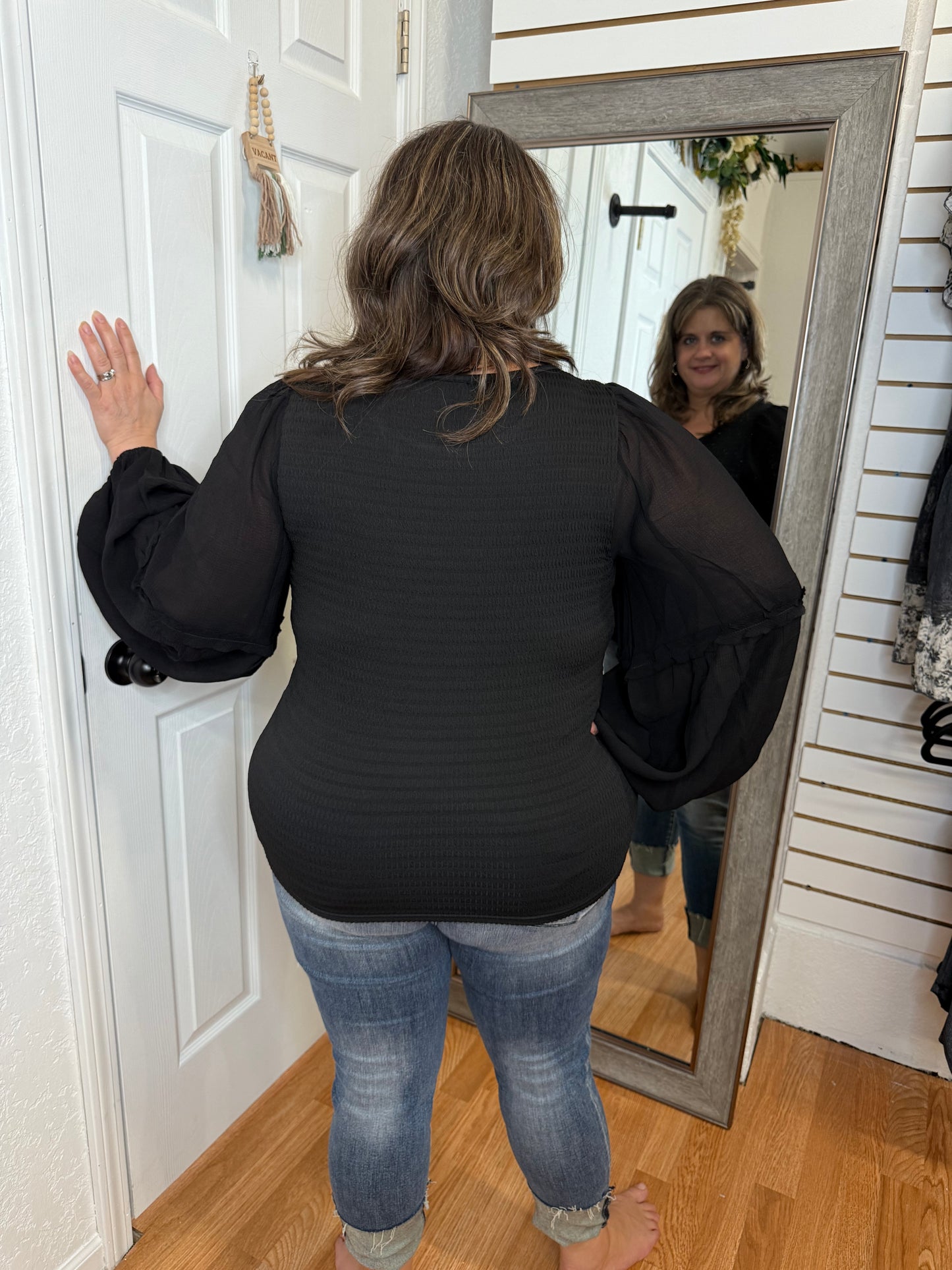 FAIRYTALE LONG SLEEVE BLOUSE TOP BLACK- MITTOSHOP