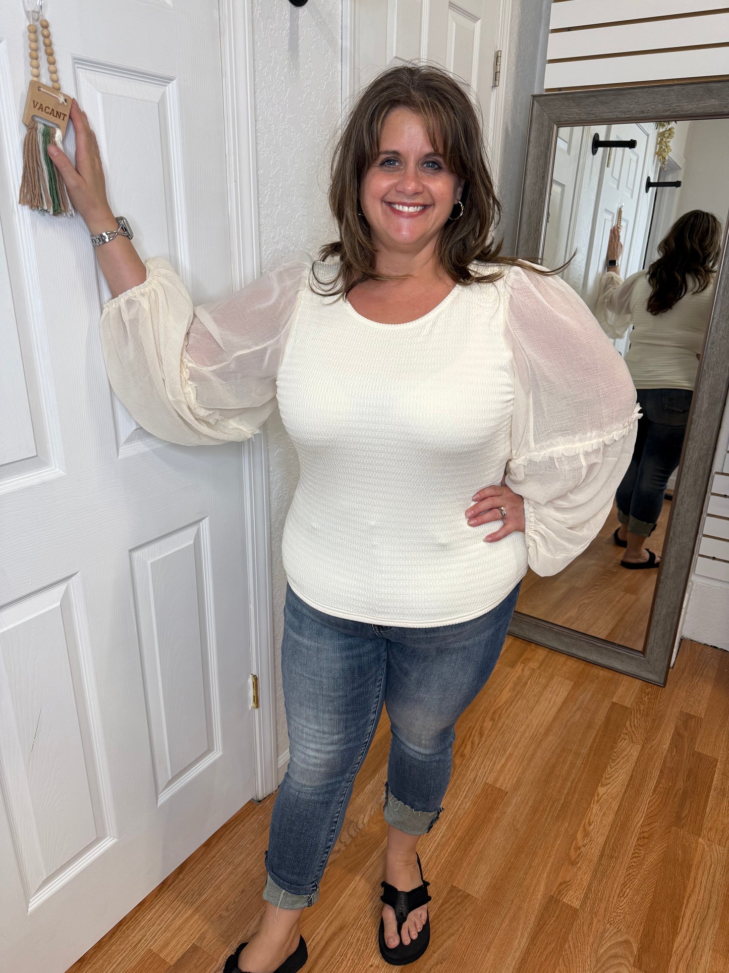 FAIRYTALE LONG SLEEVE BLOUSE TOP IVORY- MITTOSHOP
