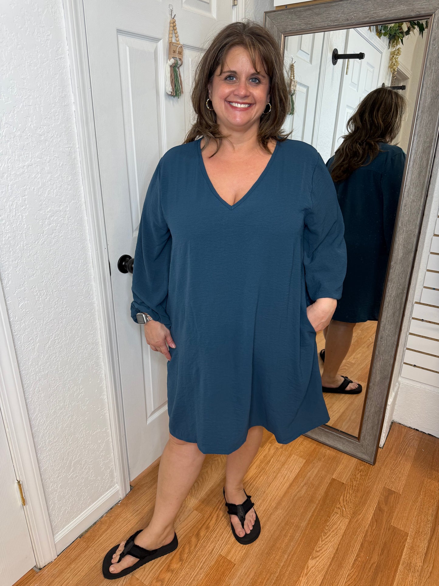 MARLENE SHIFT DRESS TEAL - MITTOSHOP