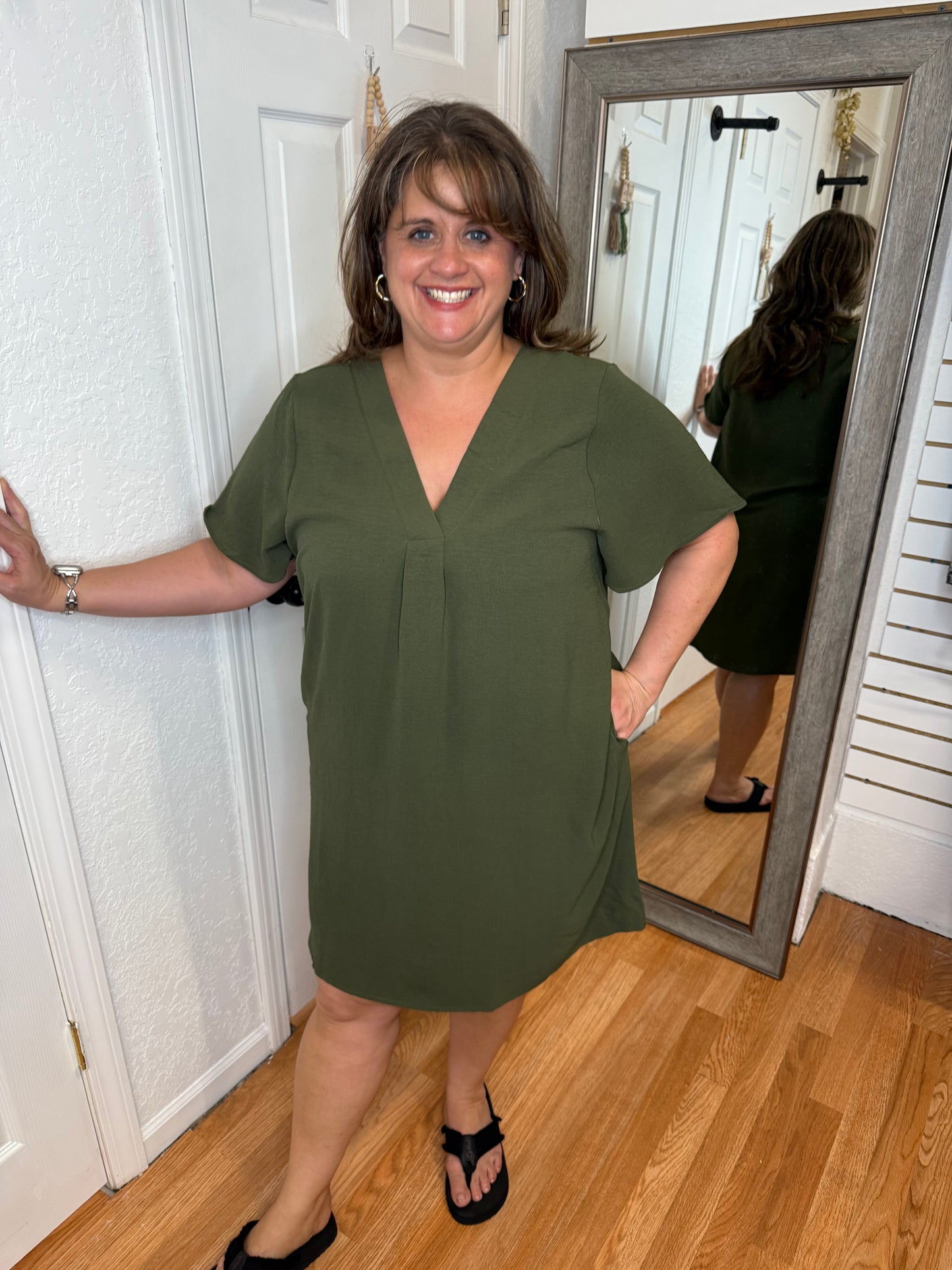 STELLA SHIFT DRESS - OLIVE - MITTOSHOP