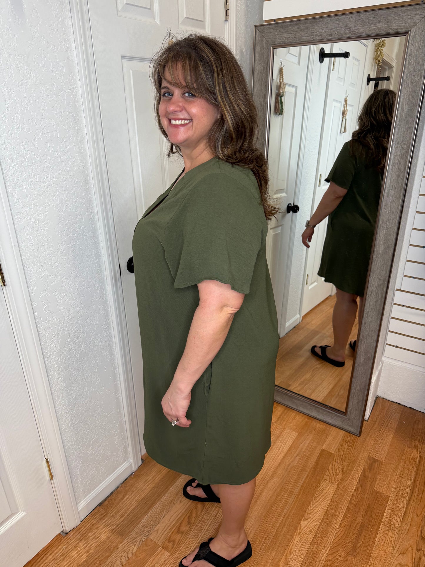 STELLA SHIFT DRESS - OLIVE - MITTOSHOP