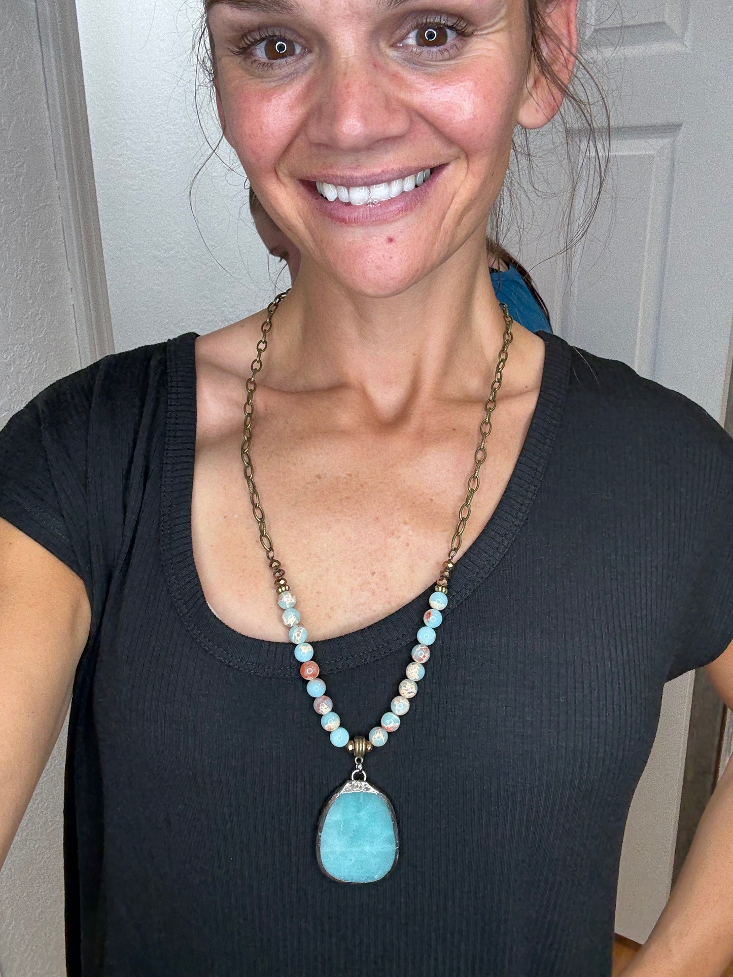 LUNA AMAZONITE STONE NECKLACE - DYLAN JEWELRY