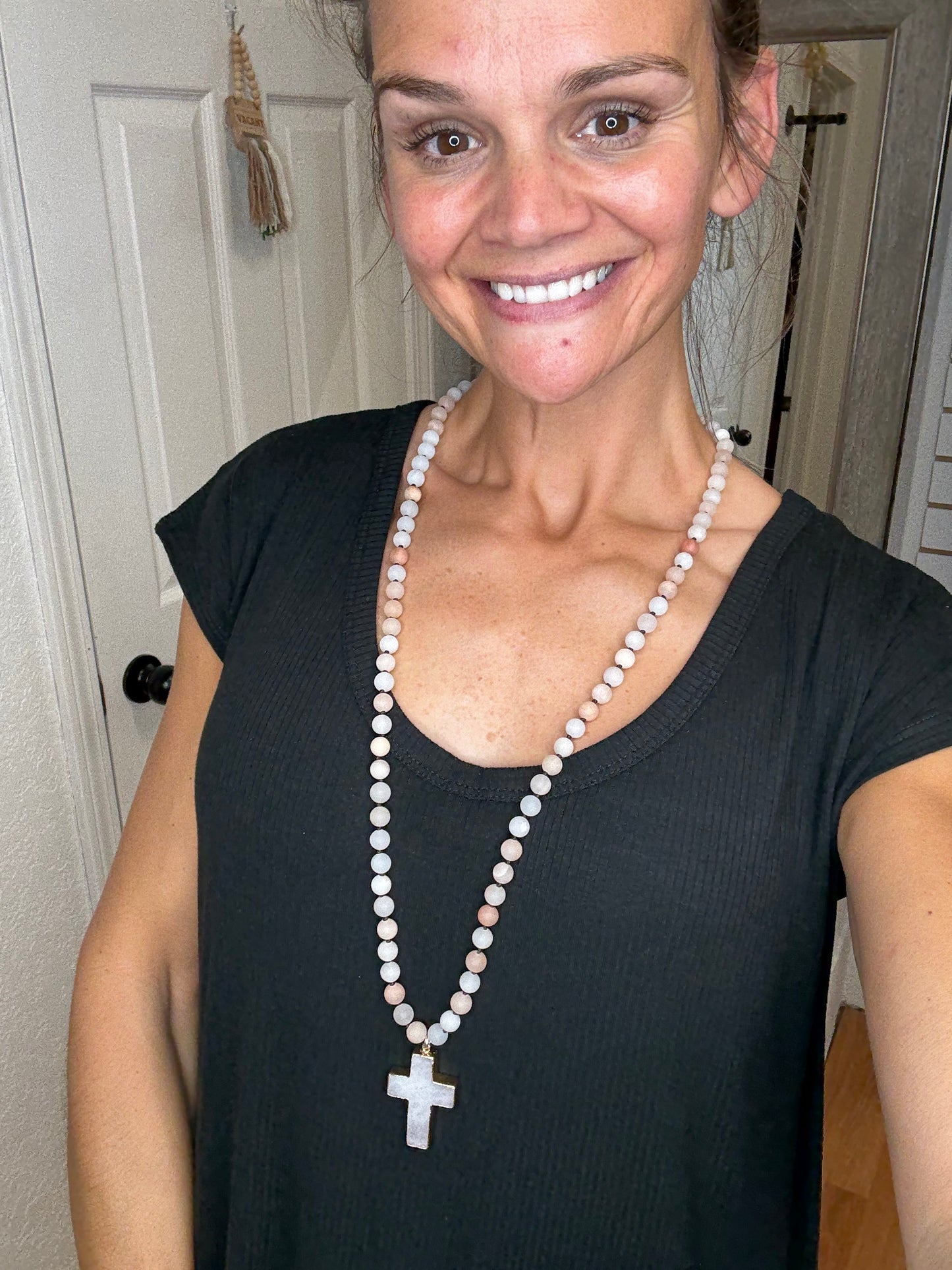 EVE STONE CROSS NECKLACE - DYLAN JEWELRY