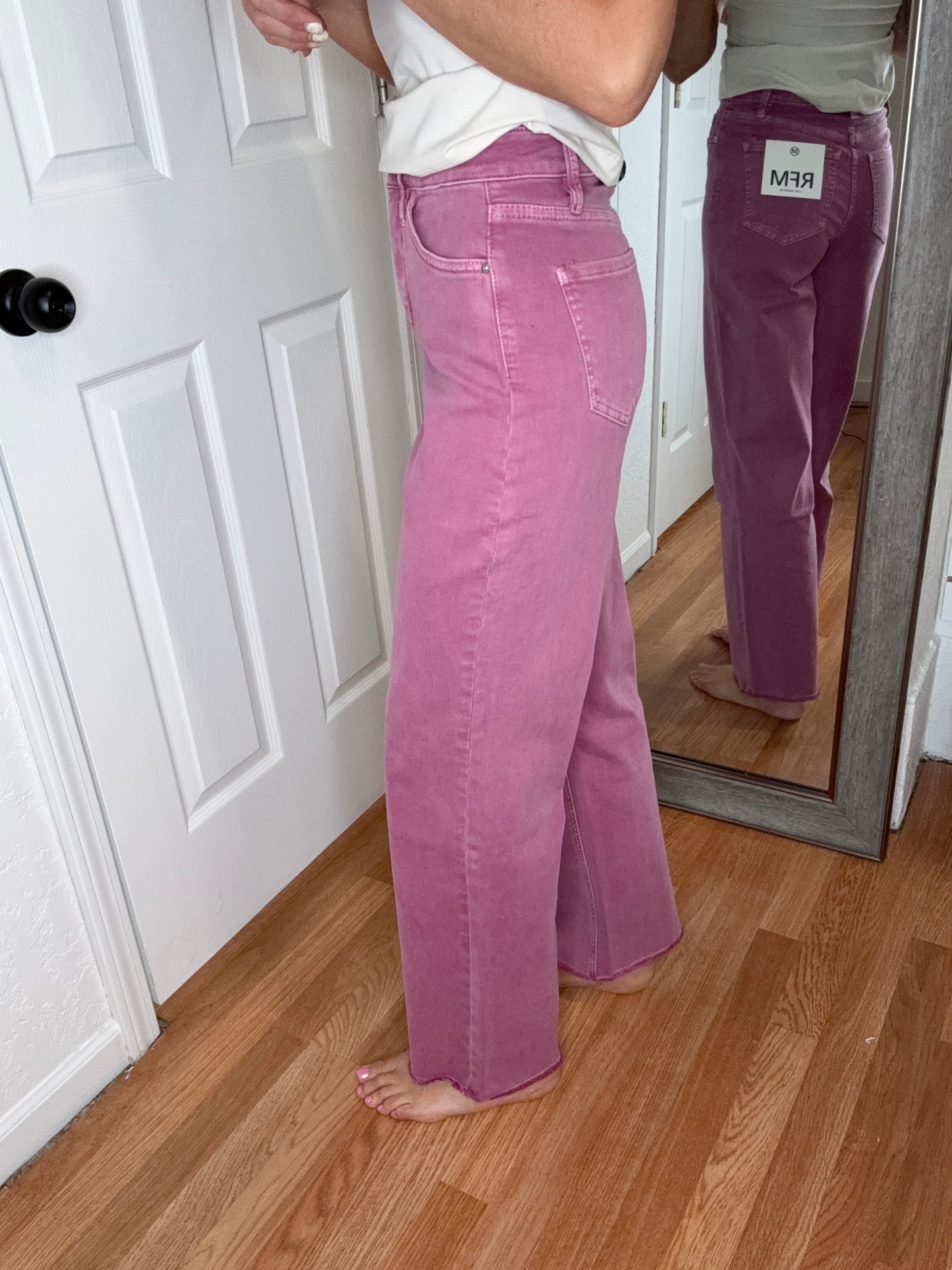 CHLOE - WIDE LEG DENIM JEANS - FRENCH ROSE- RFM