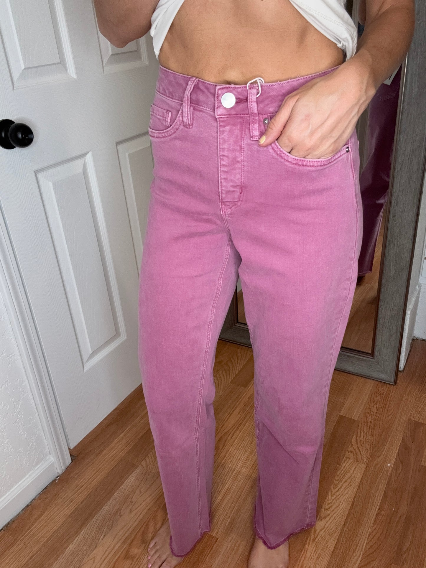 CHLOE - WIDE LEG DENIM JEANS - FRENCH ROSE- RFM