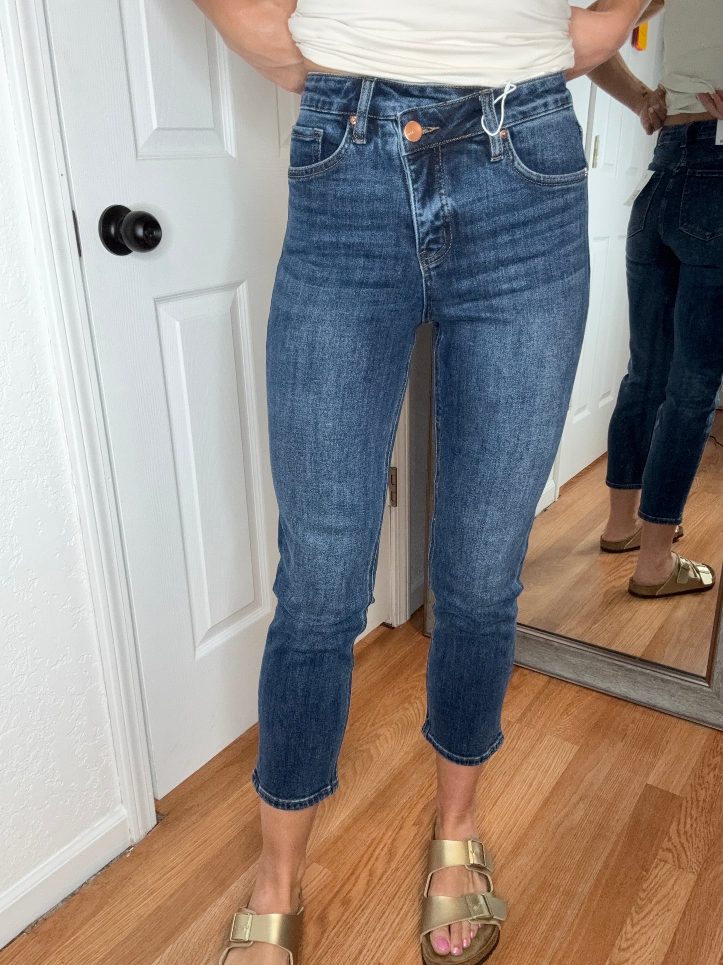 DYLAN CROSS OVER WAIST STRAIGHT LEG DENIM JEANS- RFM