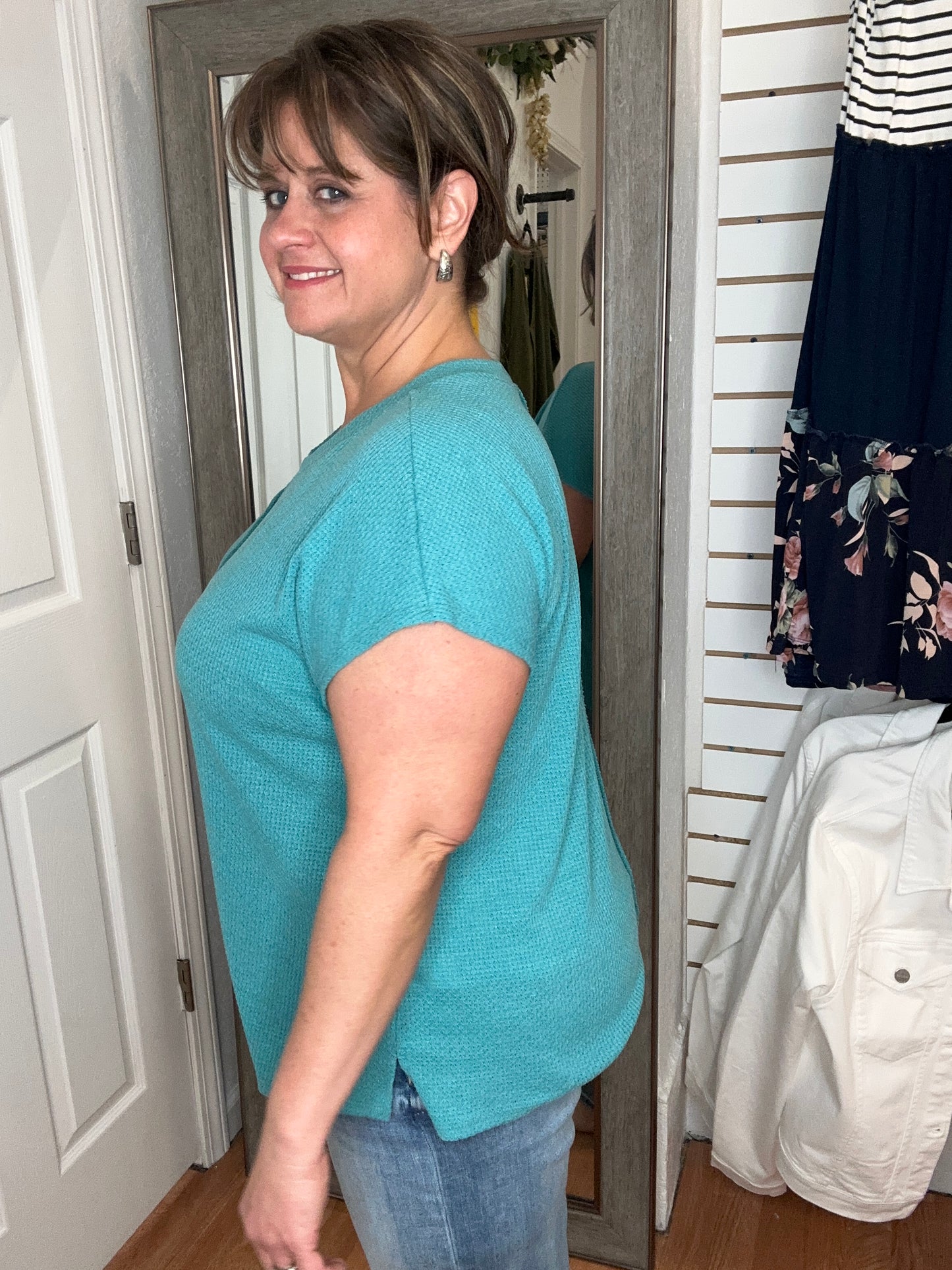 RYA SHORT SLEEVE TOP - TEAL - PS KATE