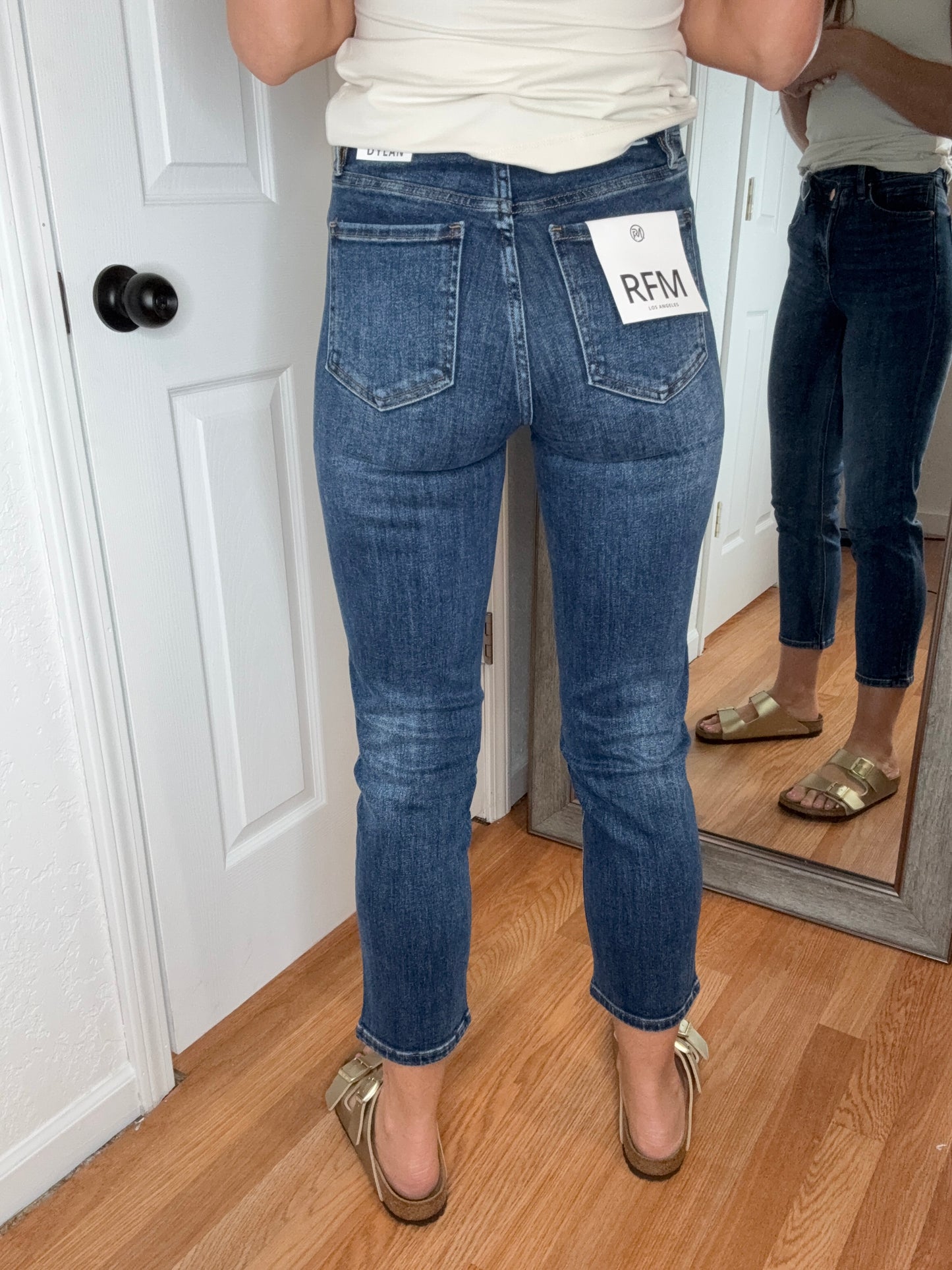 DYLAN CROSS OVER WAIST STRAIGHT LEG DENIM JEANS- RFM