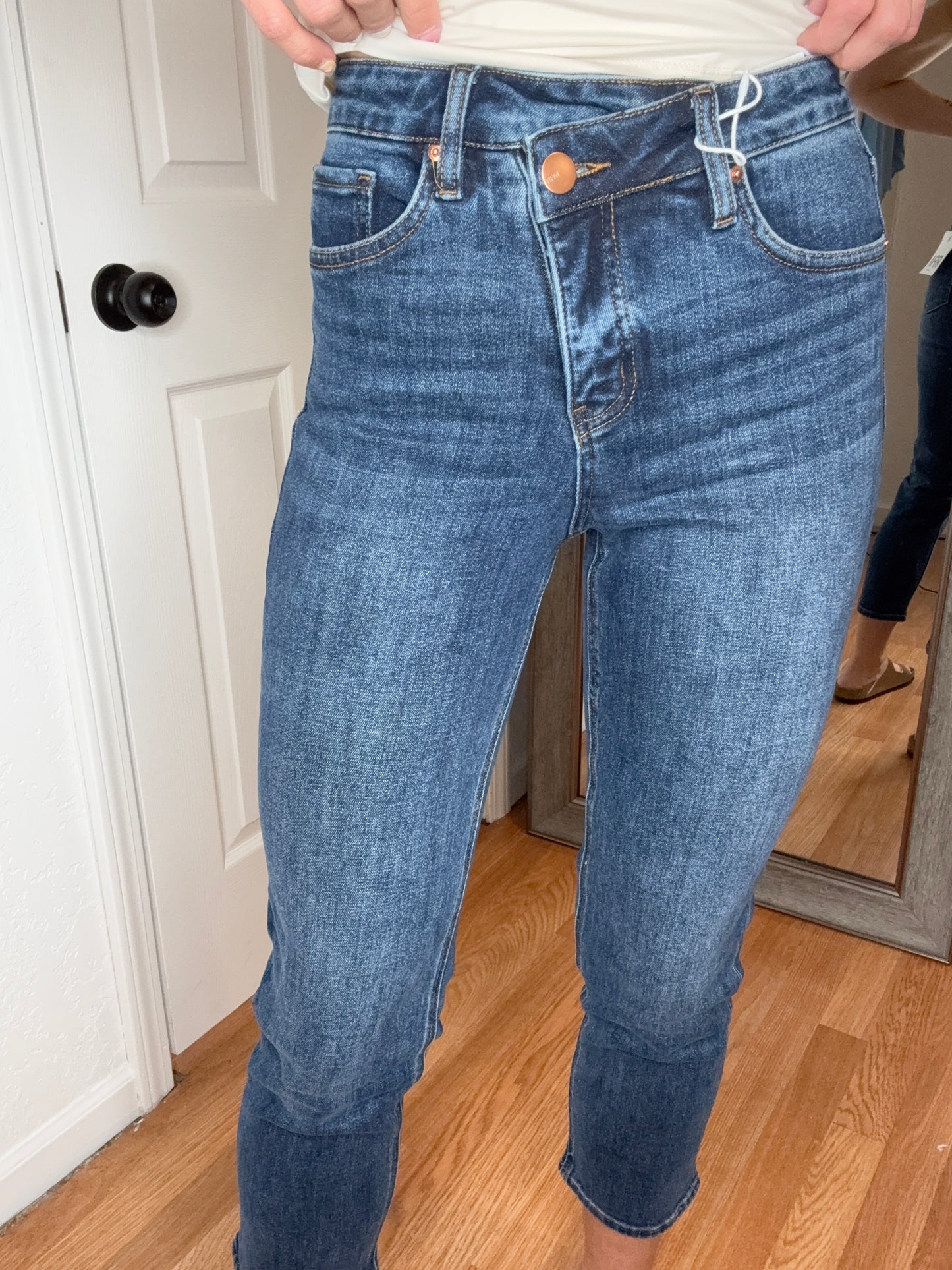 DYLAN CROSS OVER WAIST STRAIGHT LEG DENIM JEANS- RFM