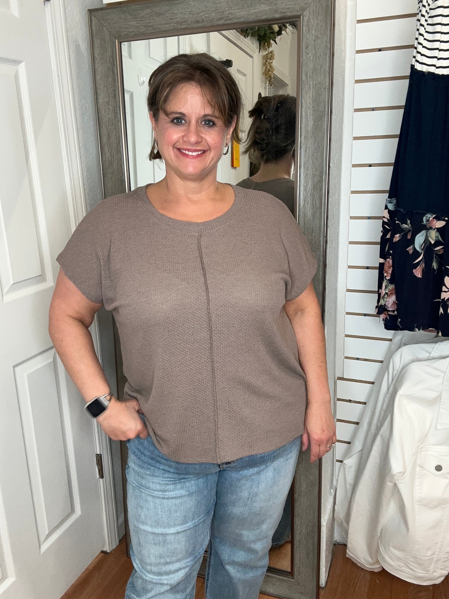 RYA SHORT SLEEVE TOP - MOCHA- PS KATE
