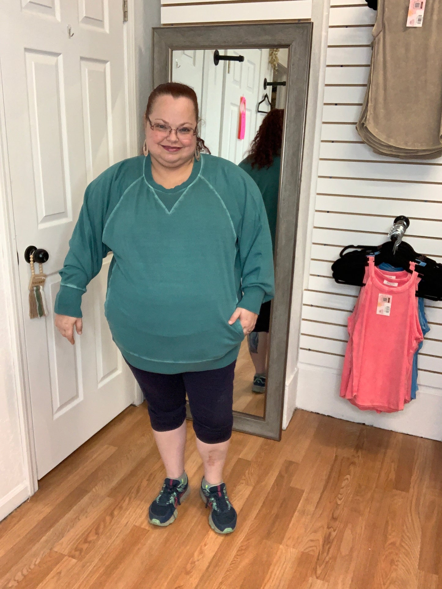 BUFFY PULLOVER SWEATSHIRT TOP TEAL - ZENANA