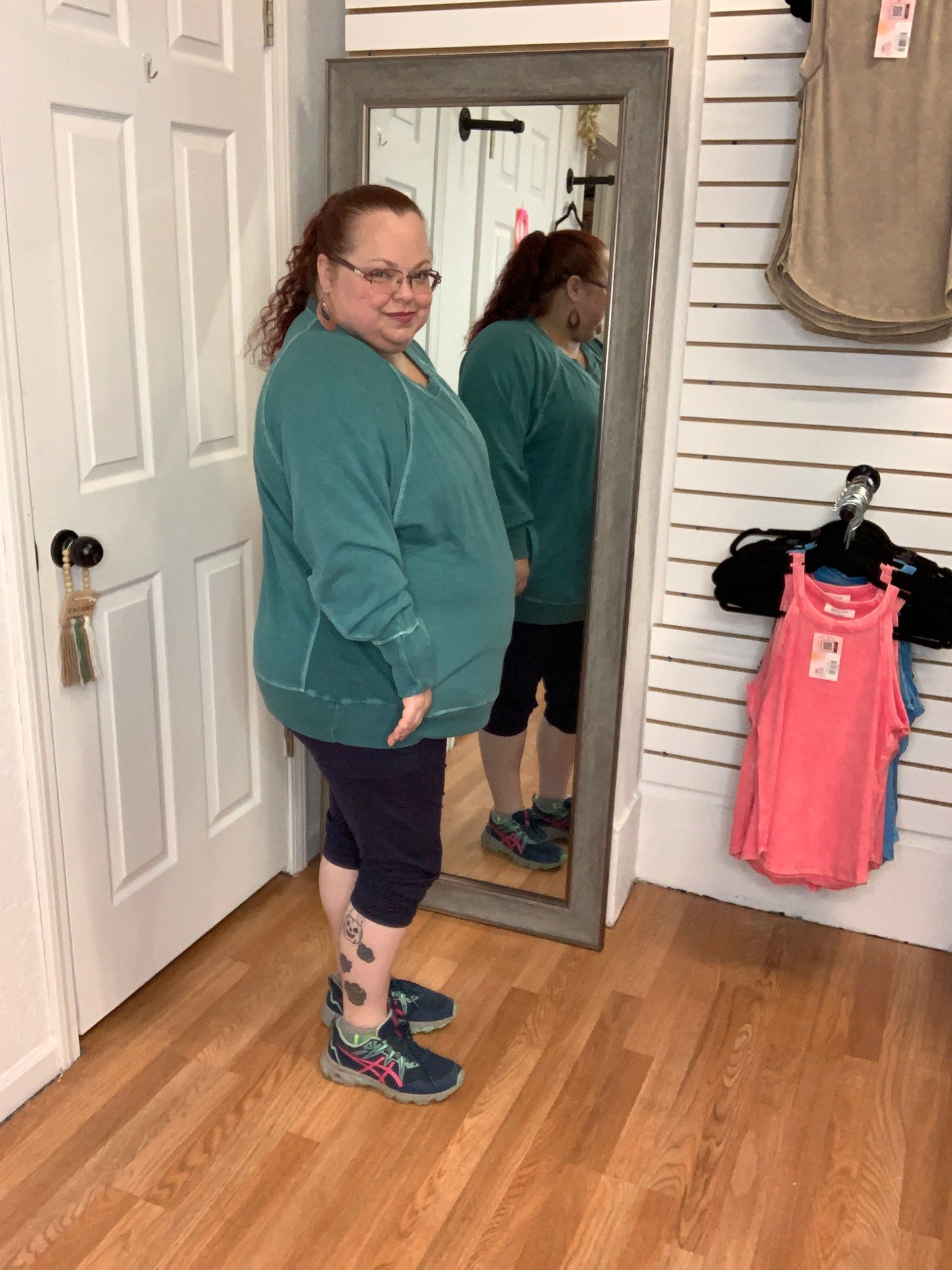 BUFFY PULLOVER SWEATSHIRT TOP TEAL - ZENANA
