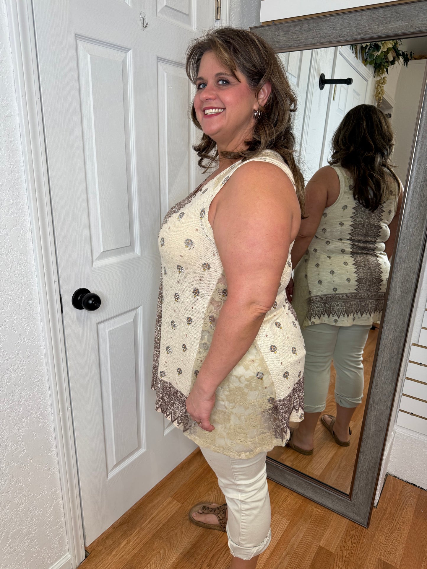 VICTORIA LACE AND RHINESTONE SWEATER TANK TOP - VOCAL