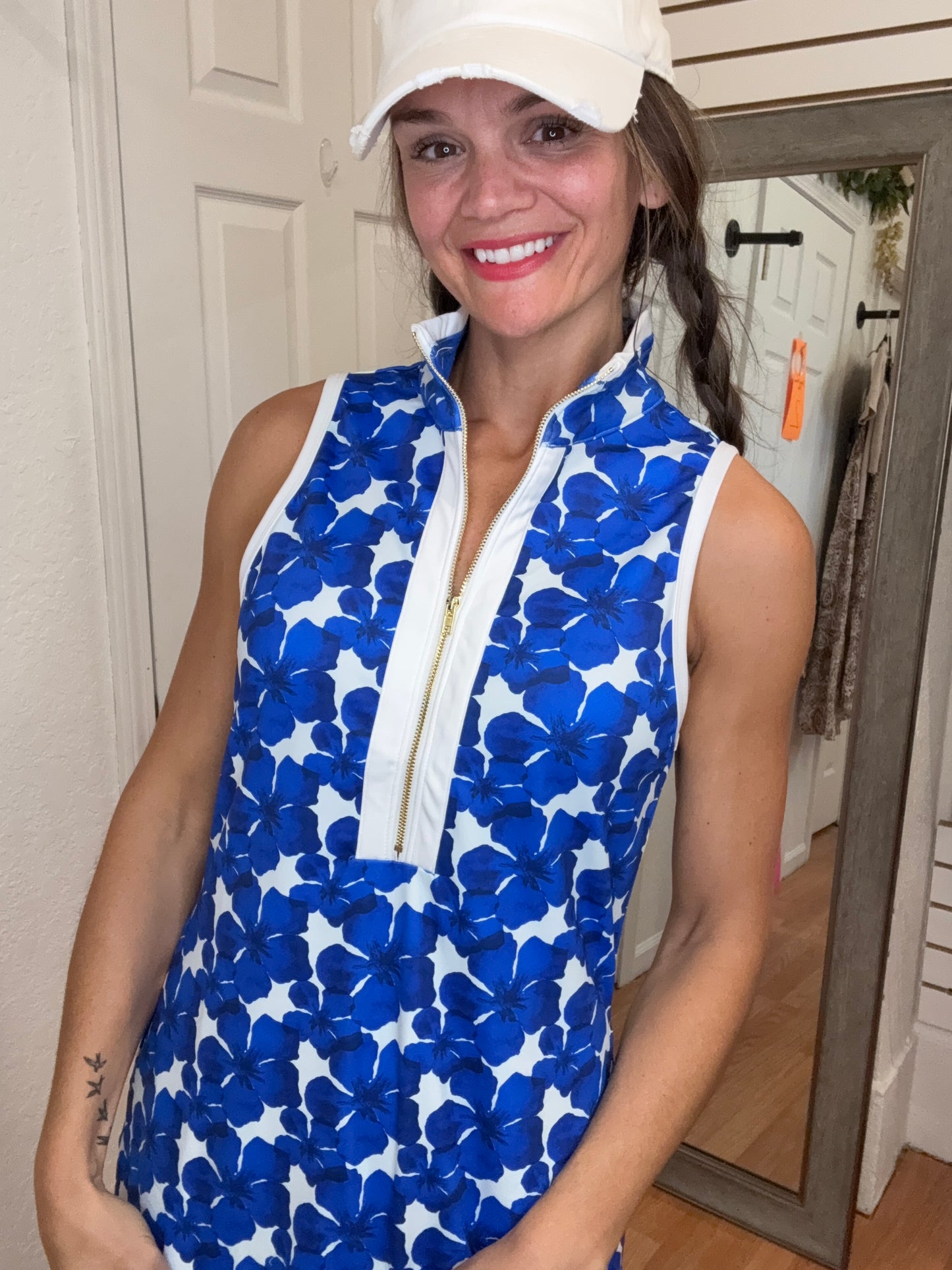 ZIPPIDY EVERYDAY ZIPPER DRESS BLUE FLORAL - JESS LEA