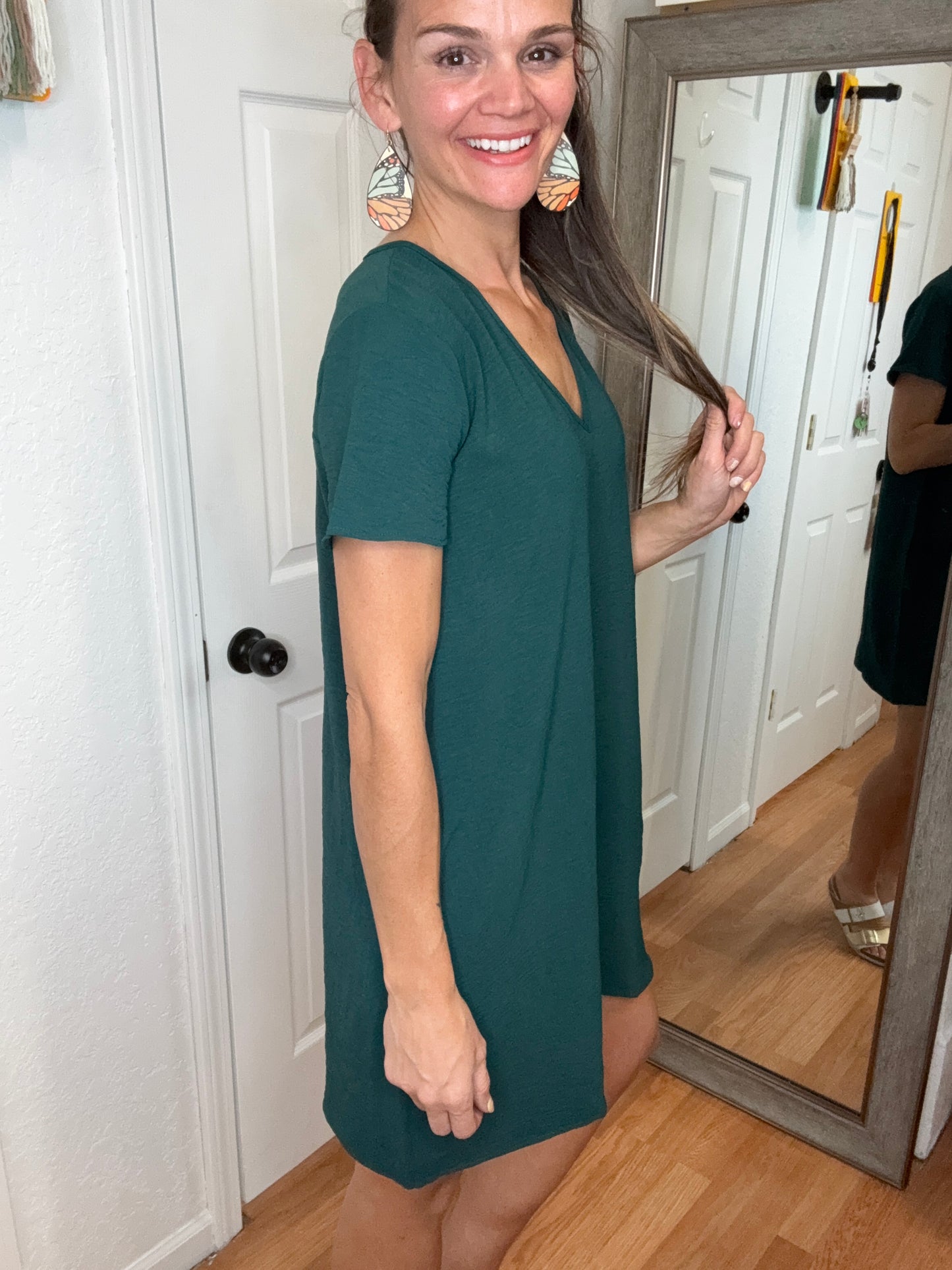 MILEY SHIFT DRESS - SPRUCE GREEN - MITTOSHOP