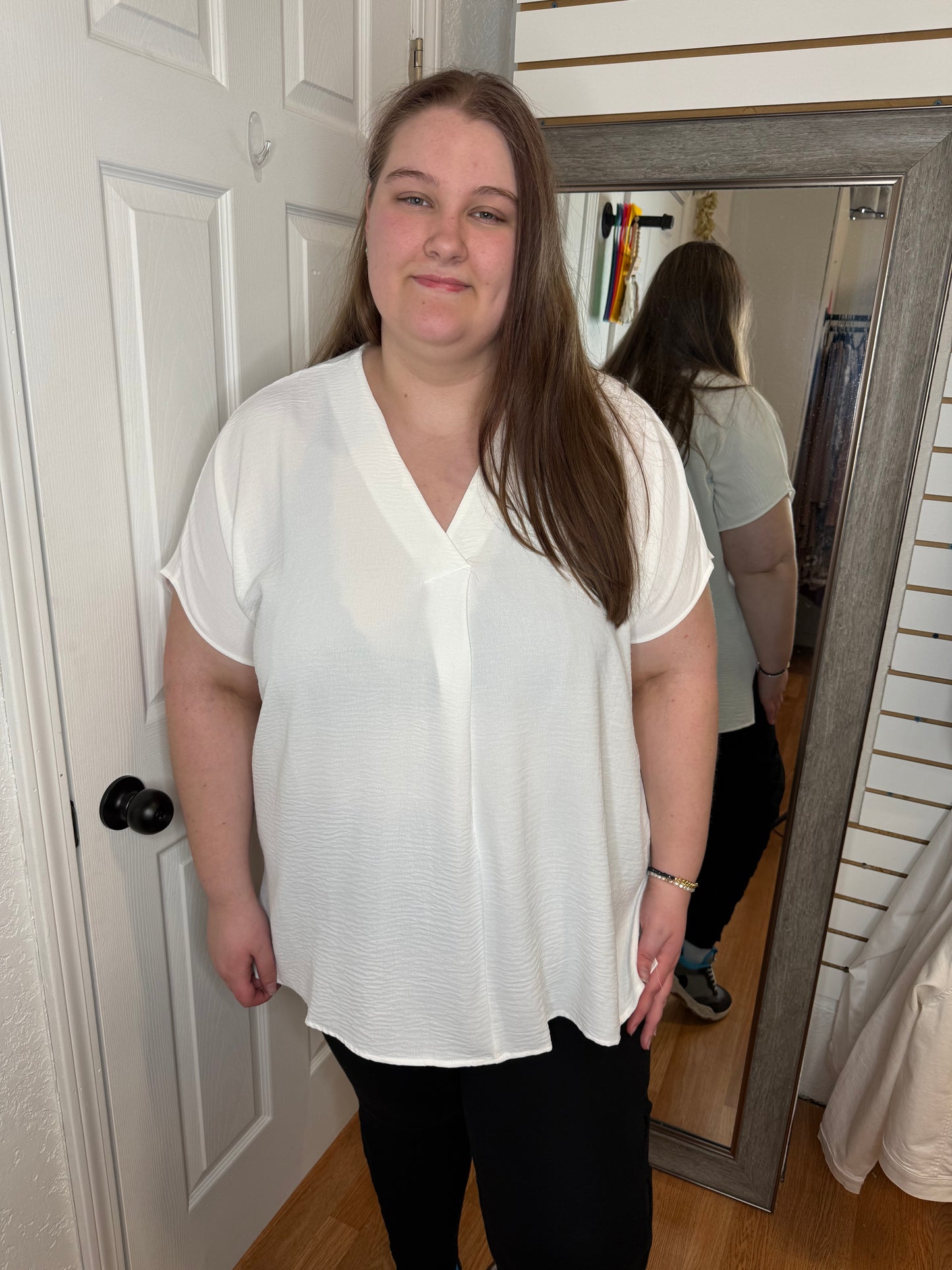 MARIE SHORT SLEEVE BLOUSE TOP - IVORY - MITTOSHOP