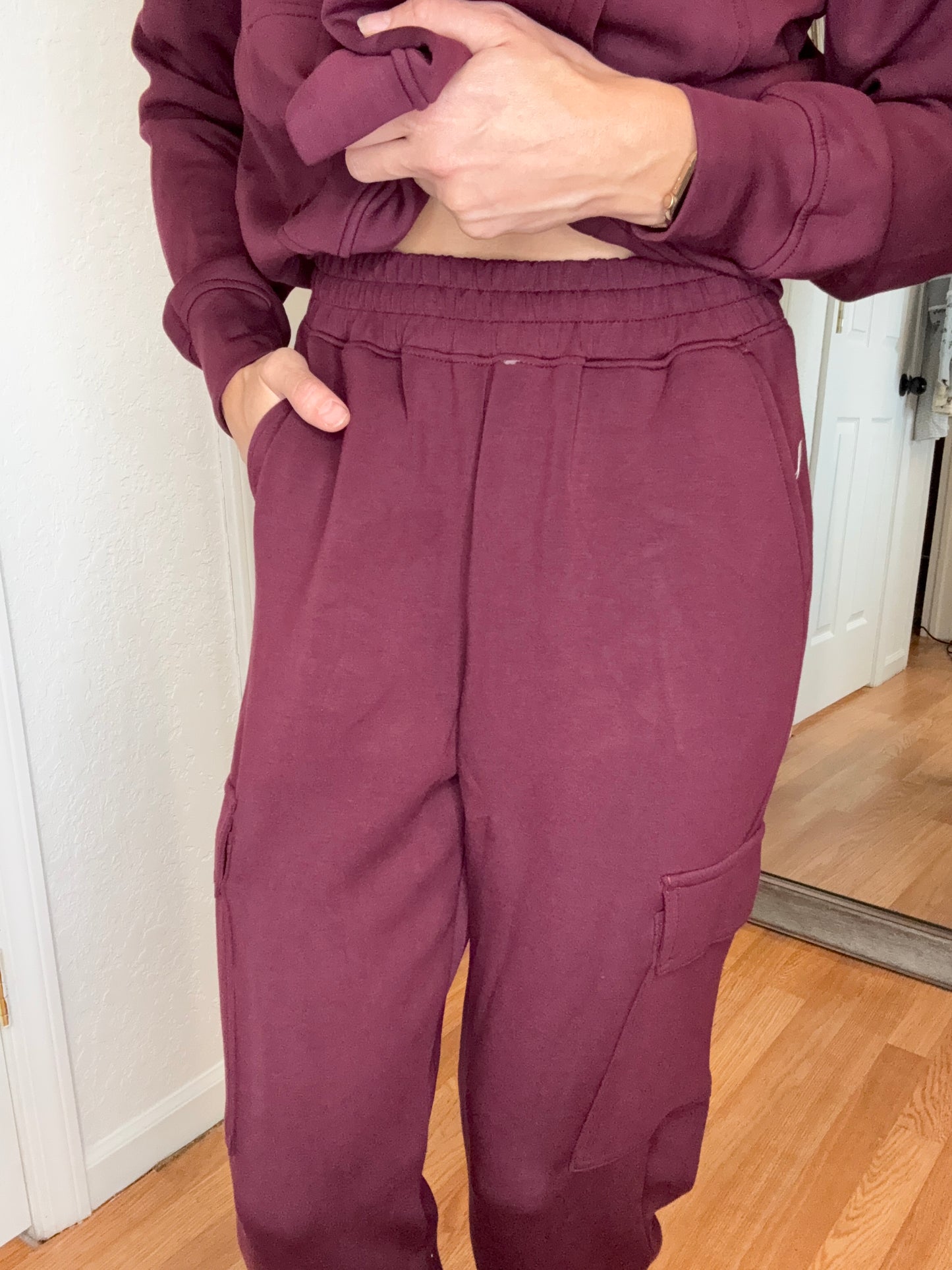 PARKER JOGGER CARGO POCKET SWEATPANTS WINE - RAE MODE