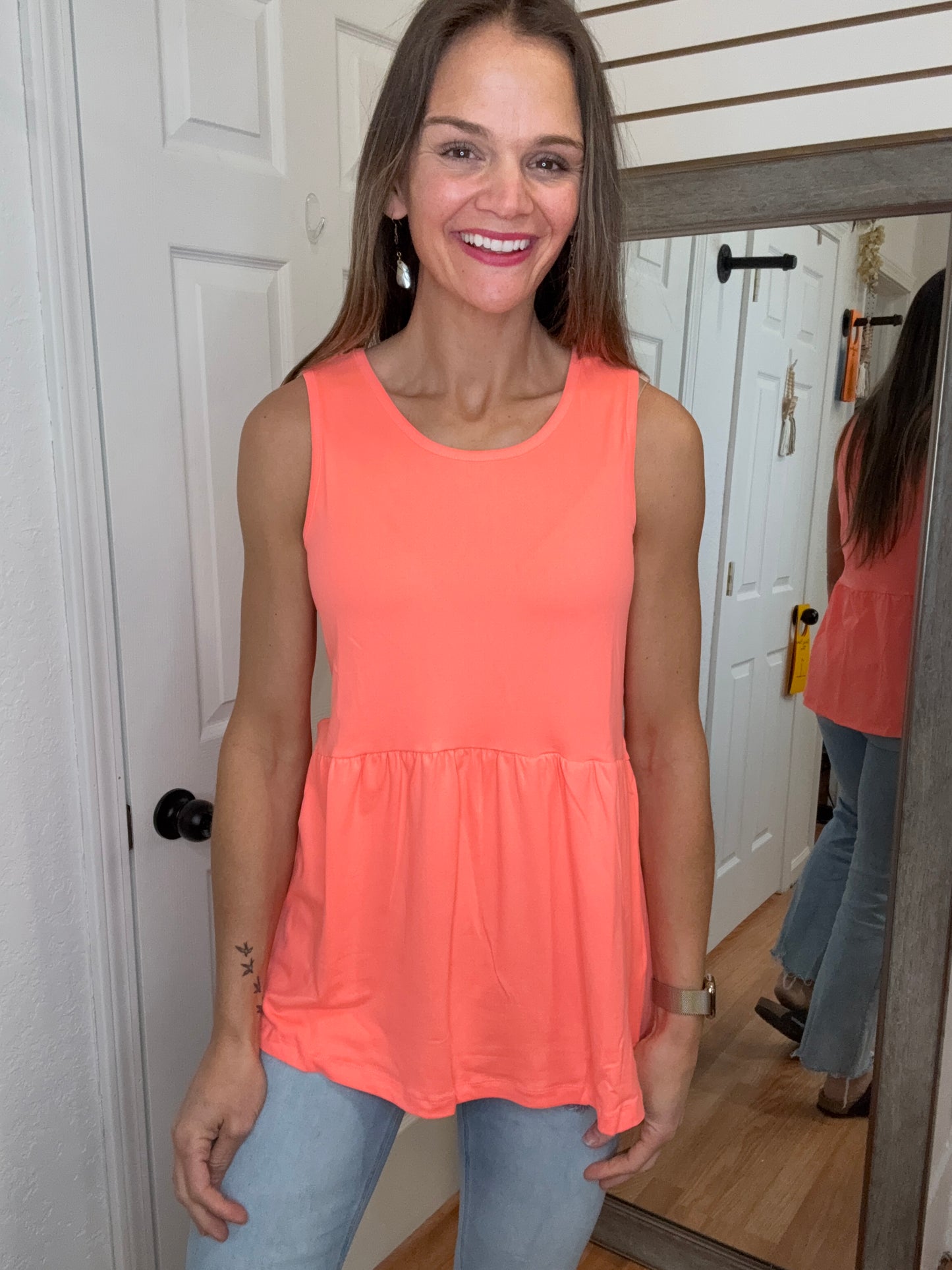RENEE TANK -NEON CORAL- MICHELLE MAE