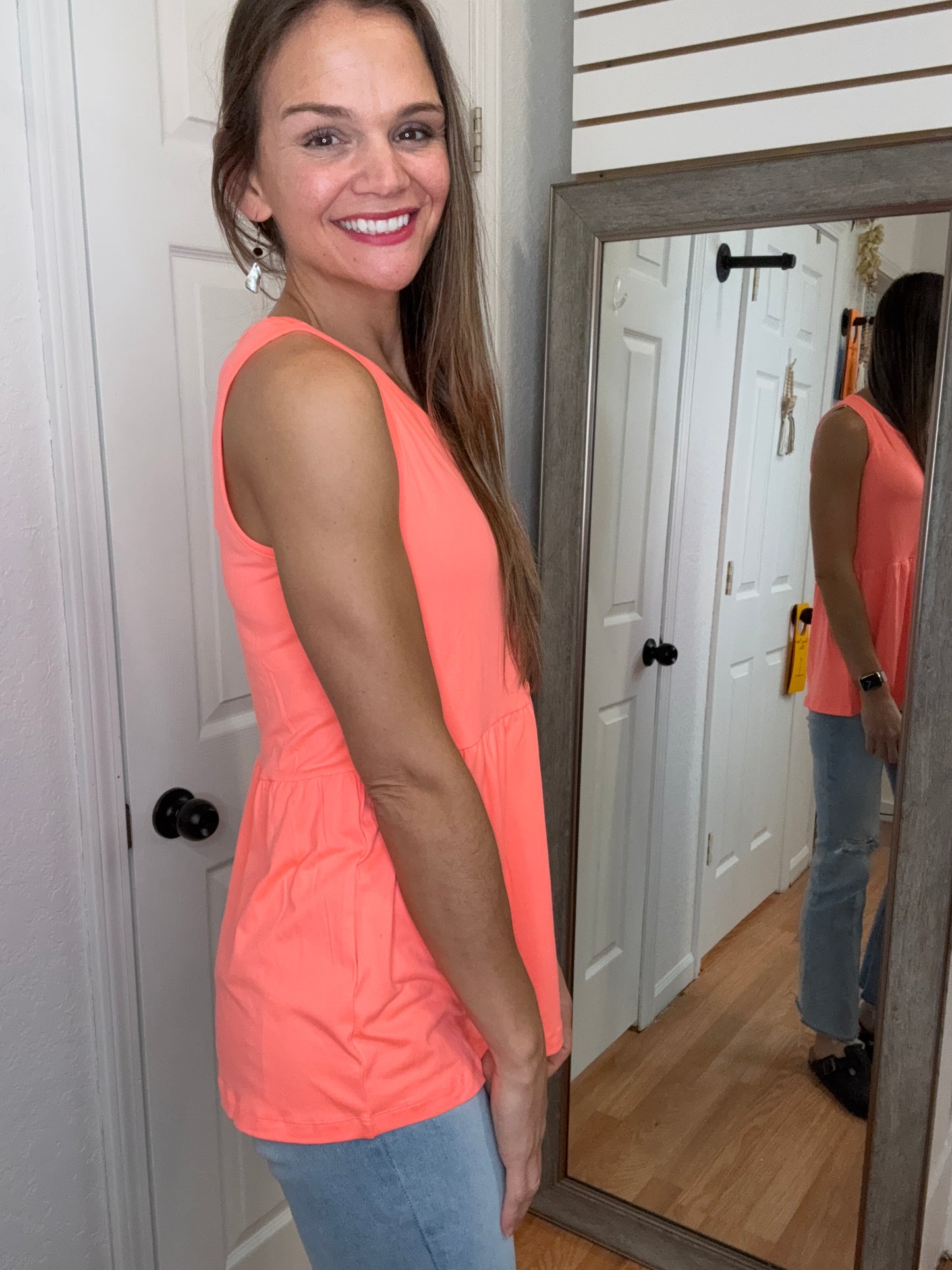 RENEE TANK -NEON CORAL- MICHELLE MAE