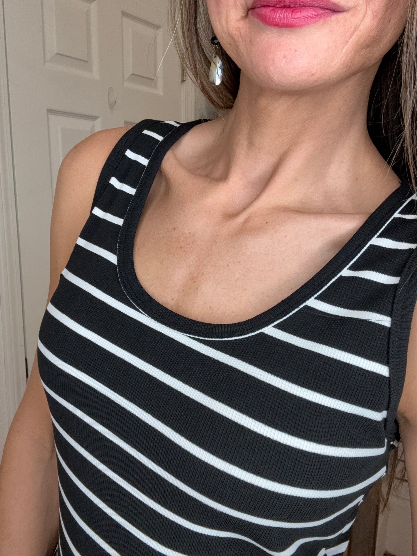 SAM - STRIPED SLEEVELESS TOP - BLACK - STACCATO