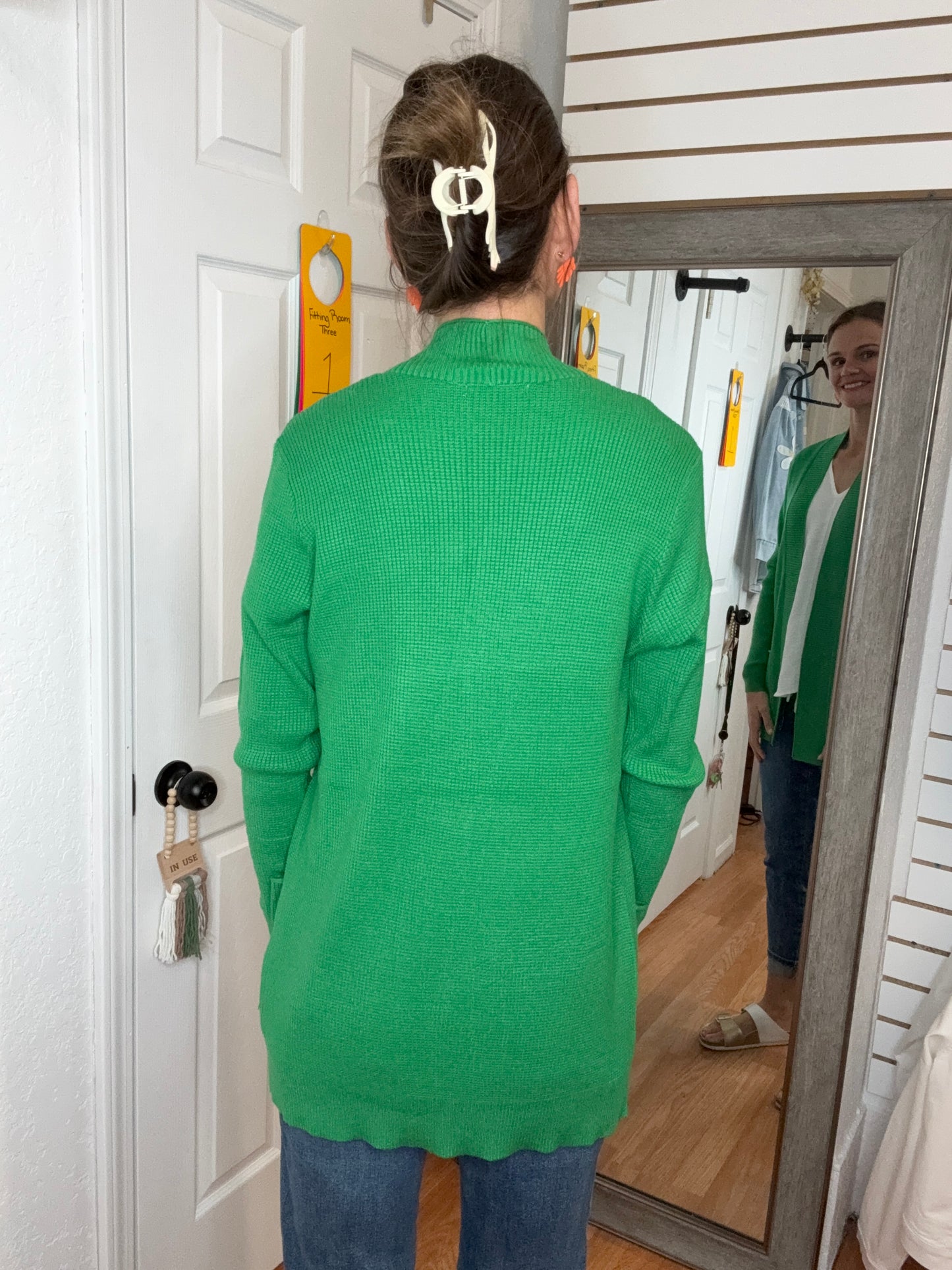 GAIL LIGHTWEIGHT CARDIGAN - GREEN -STACCATO